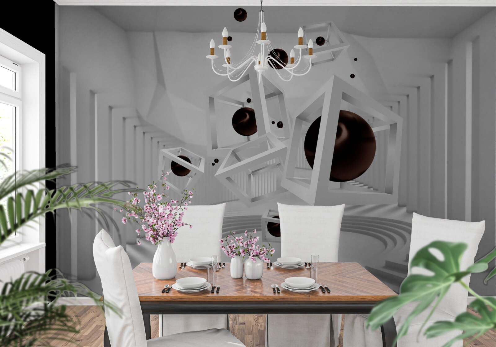 Fototapeta duże czarne kule otoczone białymi ramkami