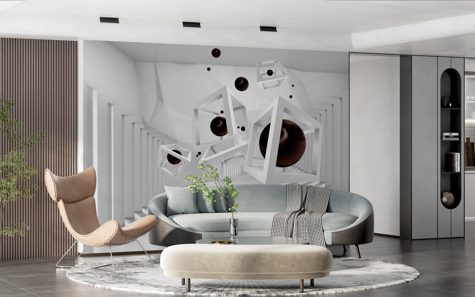 Fototapeta duże czarne kule otoczone białymi ramkami