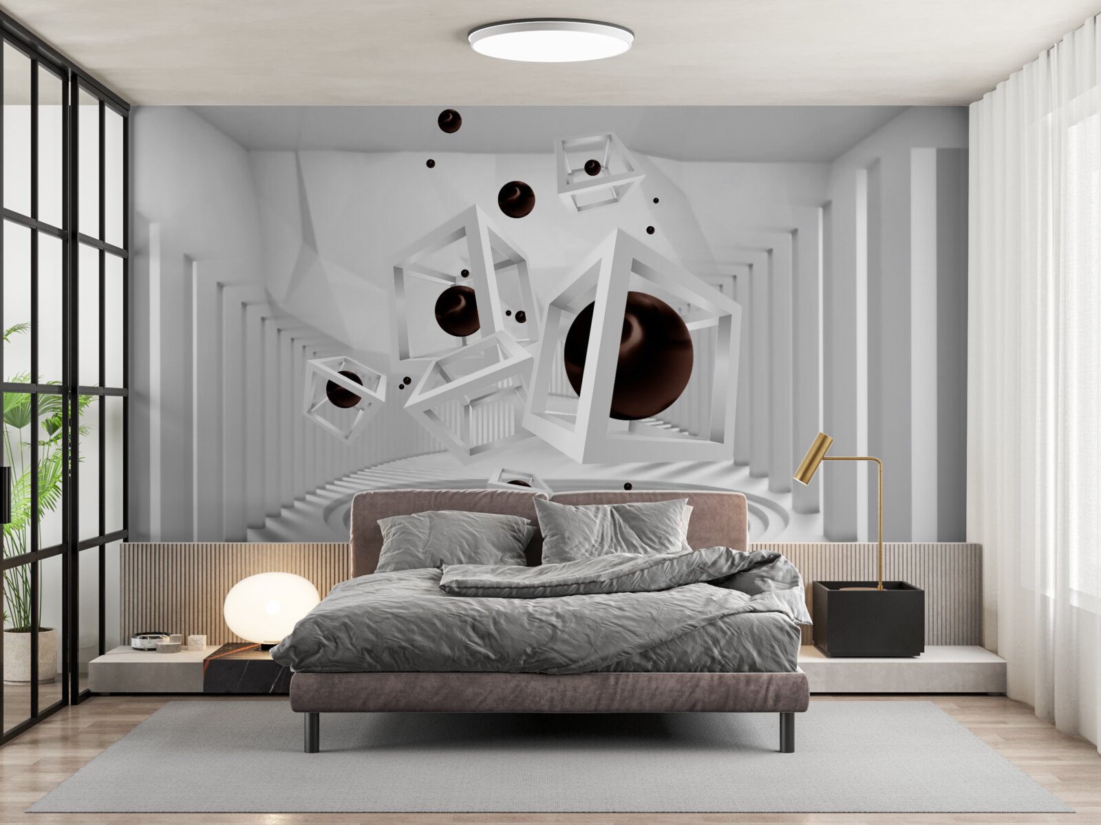 Fototapeta duże czarne kule otoczone białymi ramkami