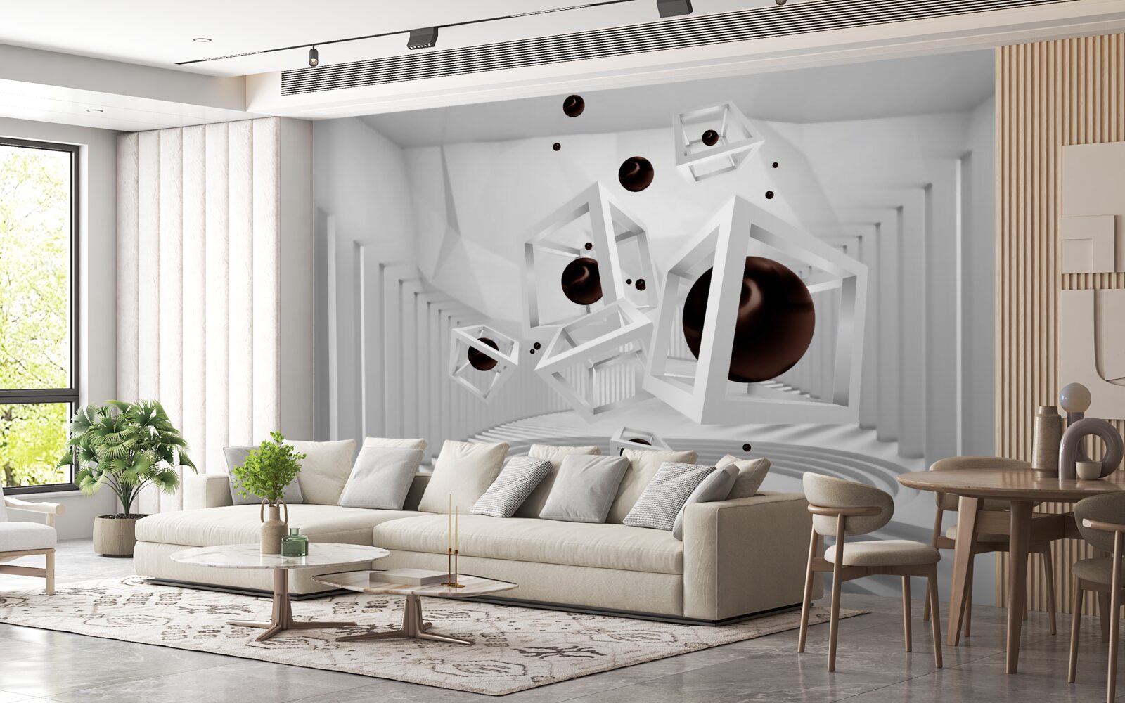 Fototapeta duże czarne kule otoczone białymi ramkami