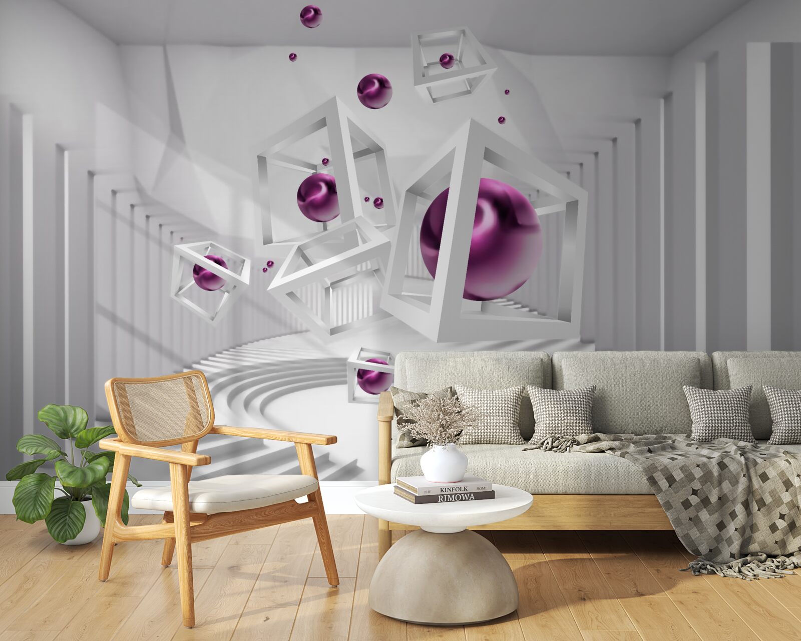 Fototapeta geometryczne kształty i schody w koncepcji abstrakcji