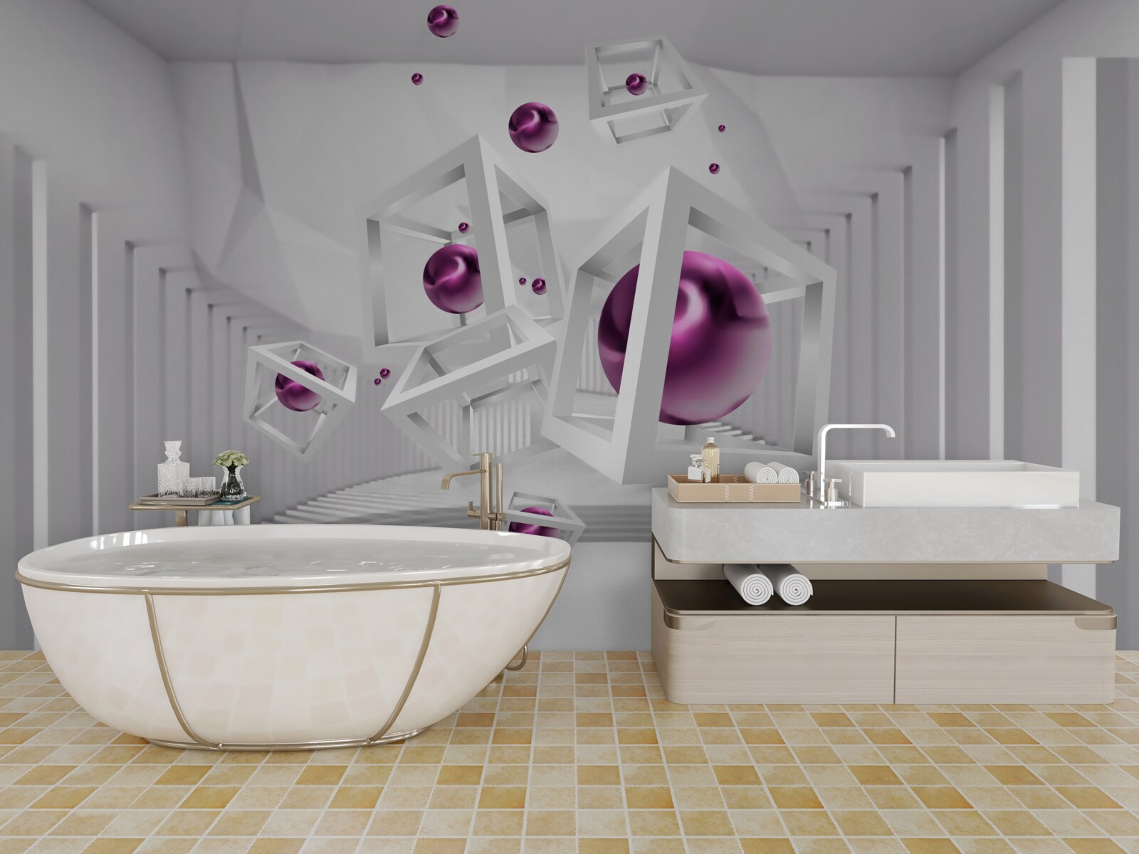 Fototapeta geometryczne kształty i schody w koncepcji abstrakcji