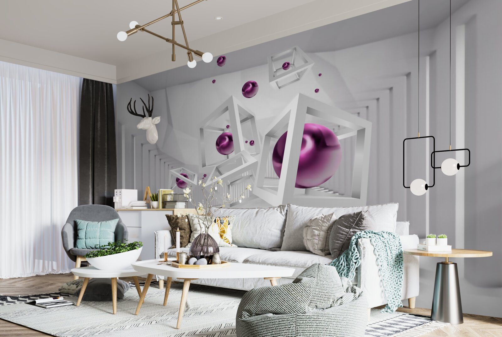 Fototapeta geometryczne kształty i schody w koncepcji abstrakcji