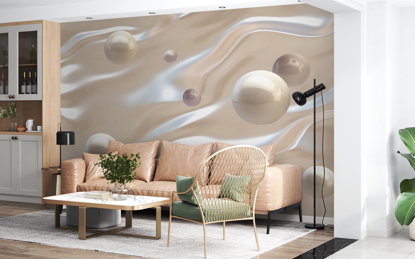 Fototapeta złote perły na powierzchni wody