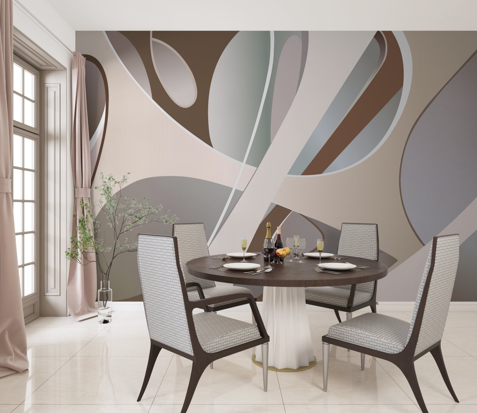 Fototapeta abstrakcyjne krzywe w kolorze beżowym