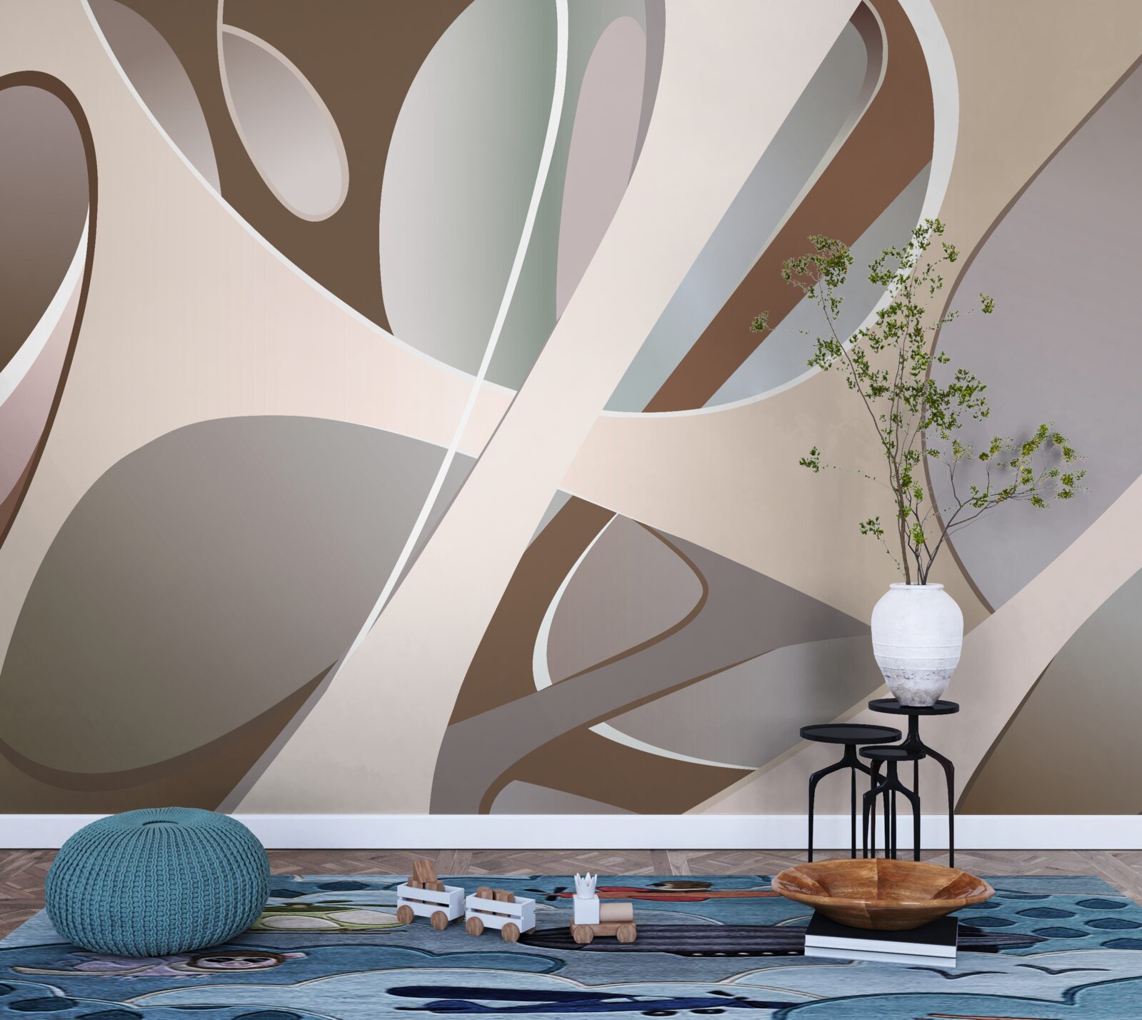 Fototapeta abstrakcyjne krzywe w kolorze beżowym