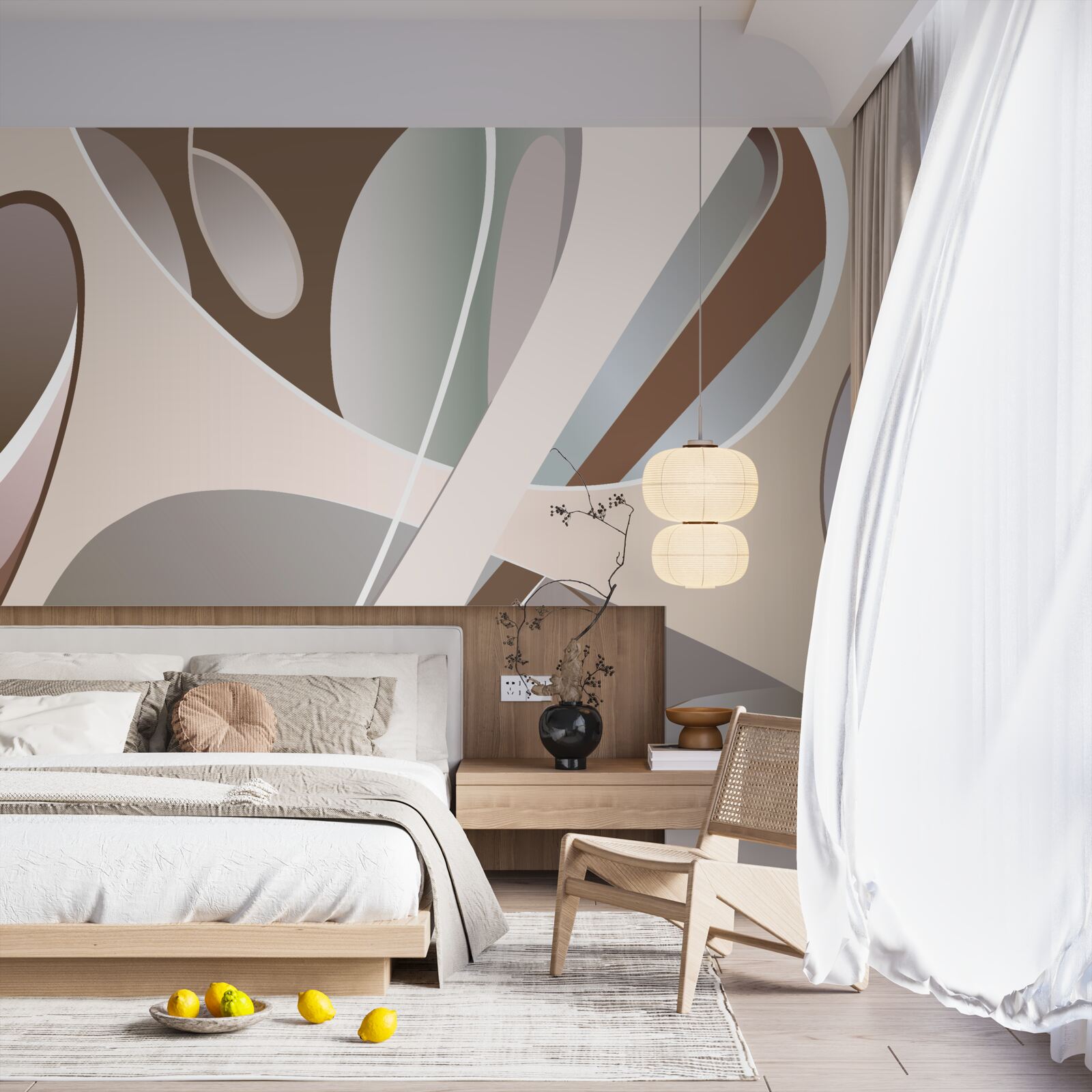 Fototapeta abstrakcyjne krzywe w kolorze beżowym