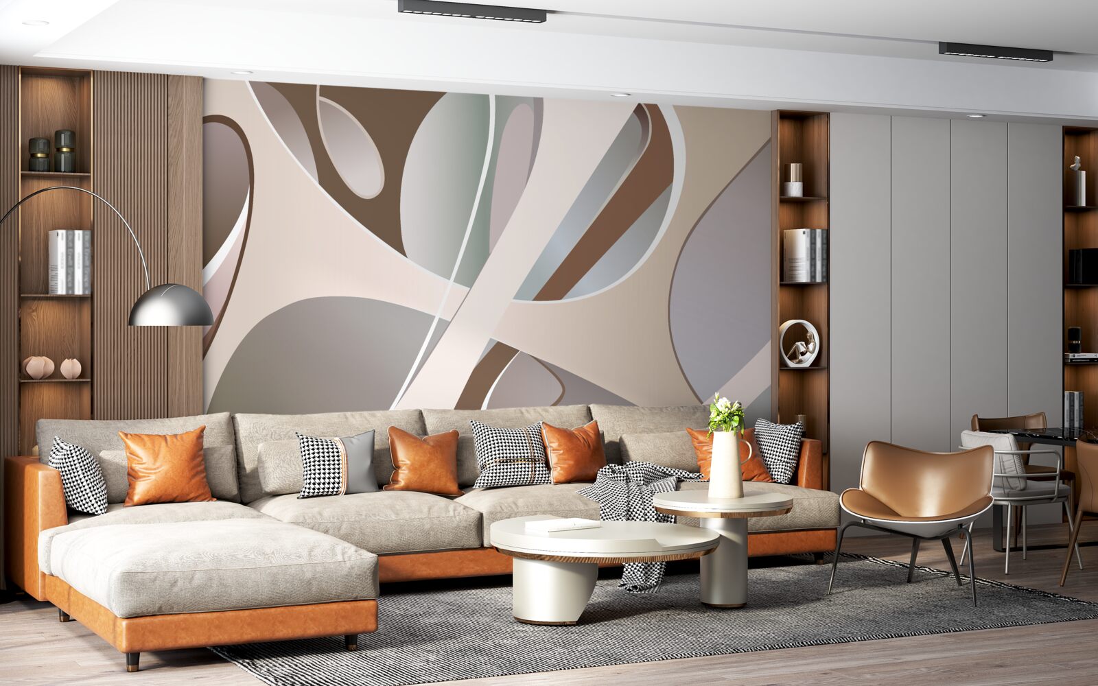 Fototapeta abstrakcyjne krzywe w kolorze beżowym