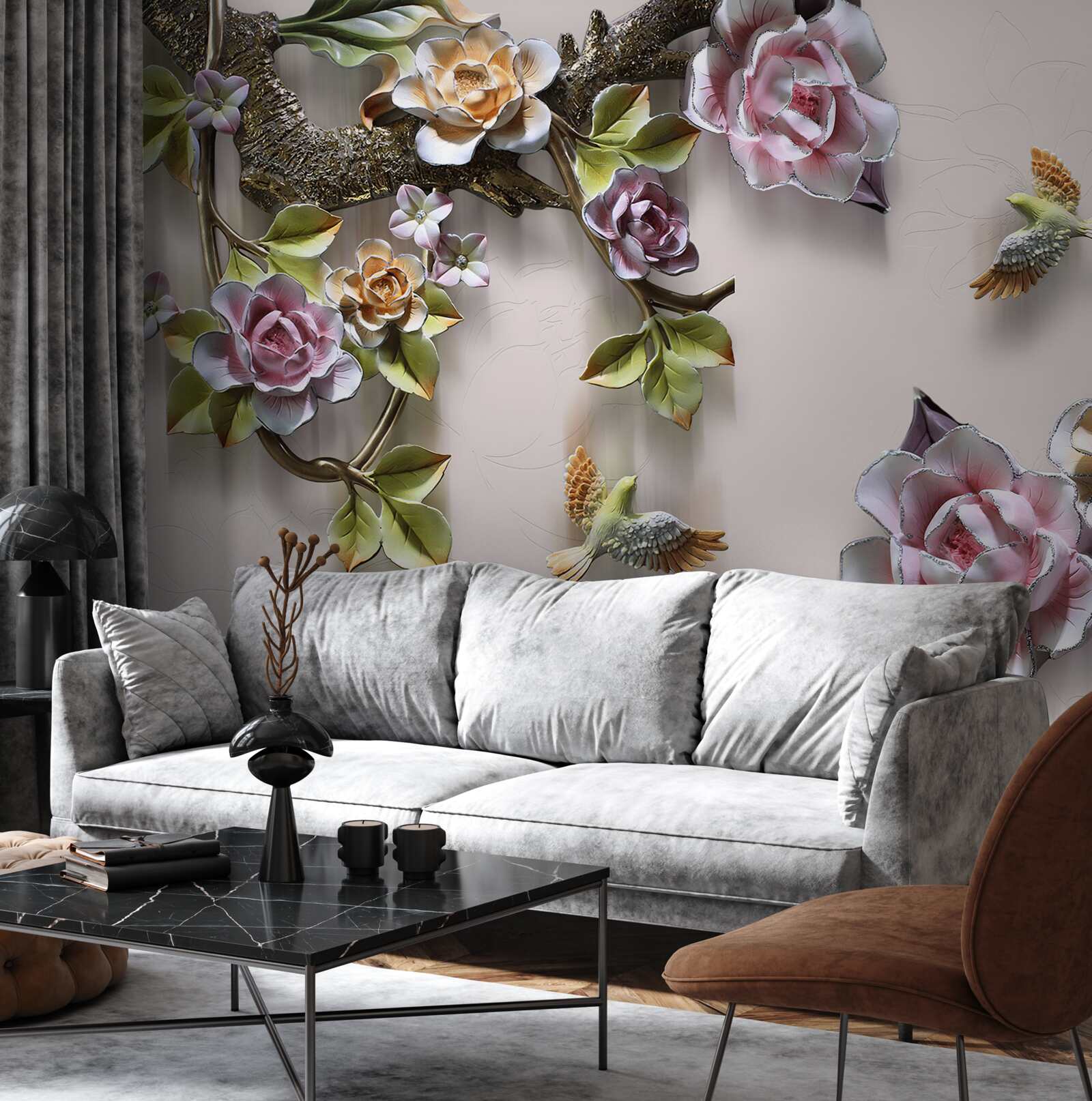 Fototapeta urocza harmonia gałęzi ozdobionych kwiatami