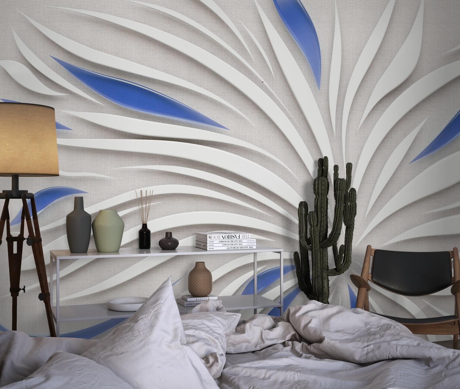 Fototapeta streszczenie biały kwiat z niebieskimi płatkami