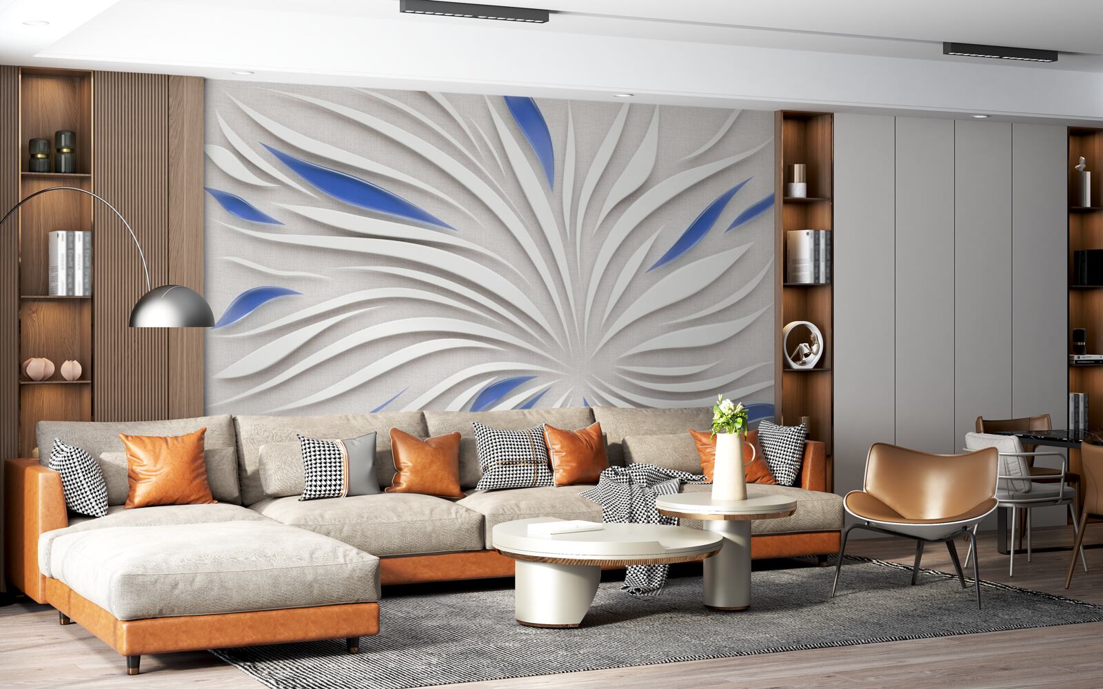 Fototapeta streszczenie biały kwiat z niebieskimi płatkami