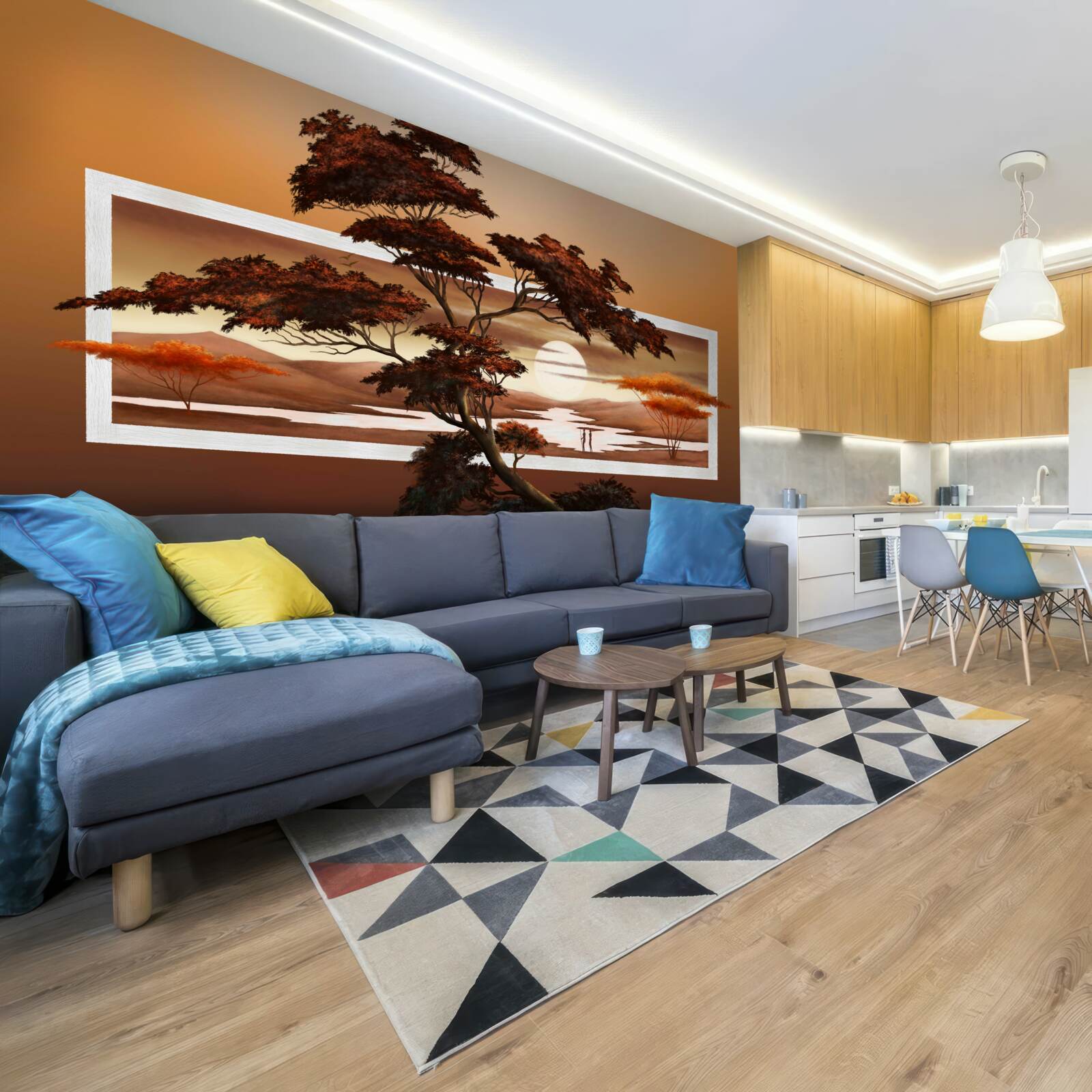 Fototapeta słońce zachodzi nad bonsai