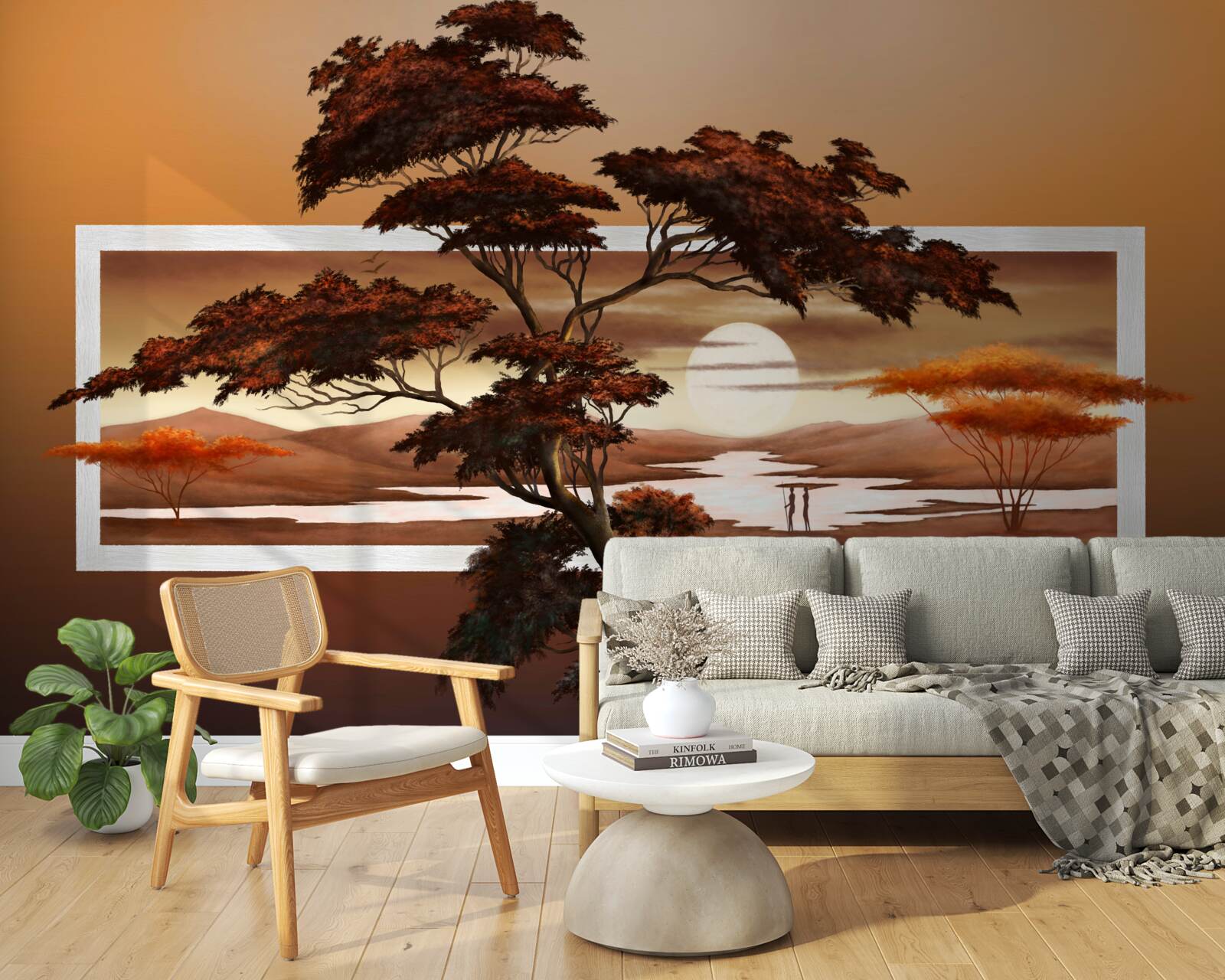 Fototapeta słońce zachodzi nad bonsai