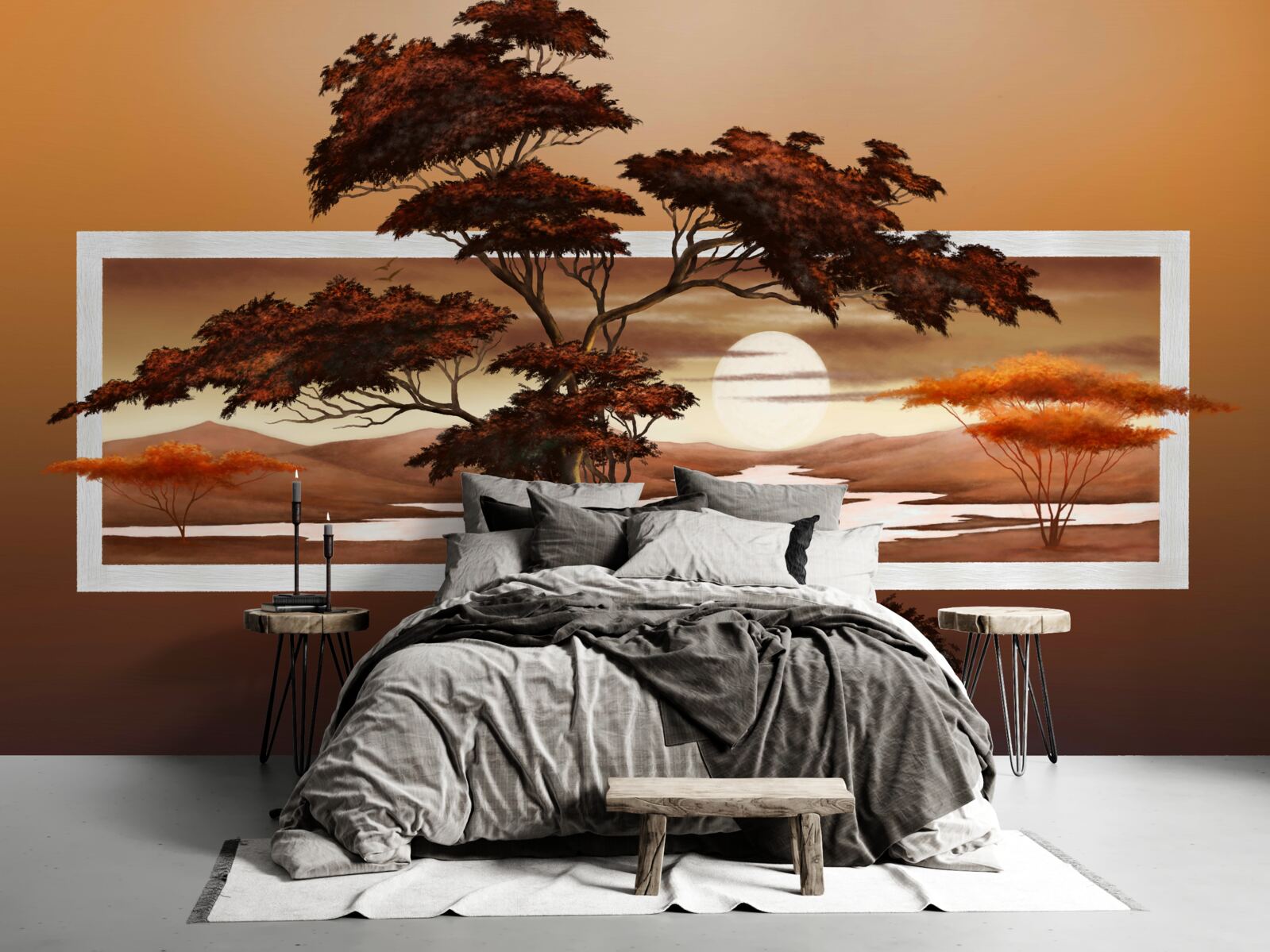 Fototapeta słońce zachodzi nad bonsai