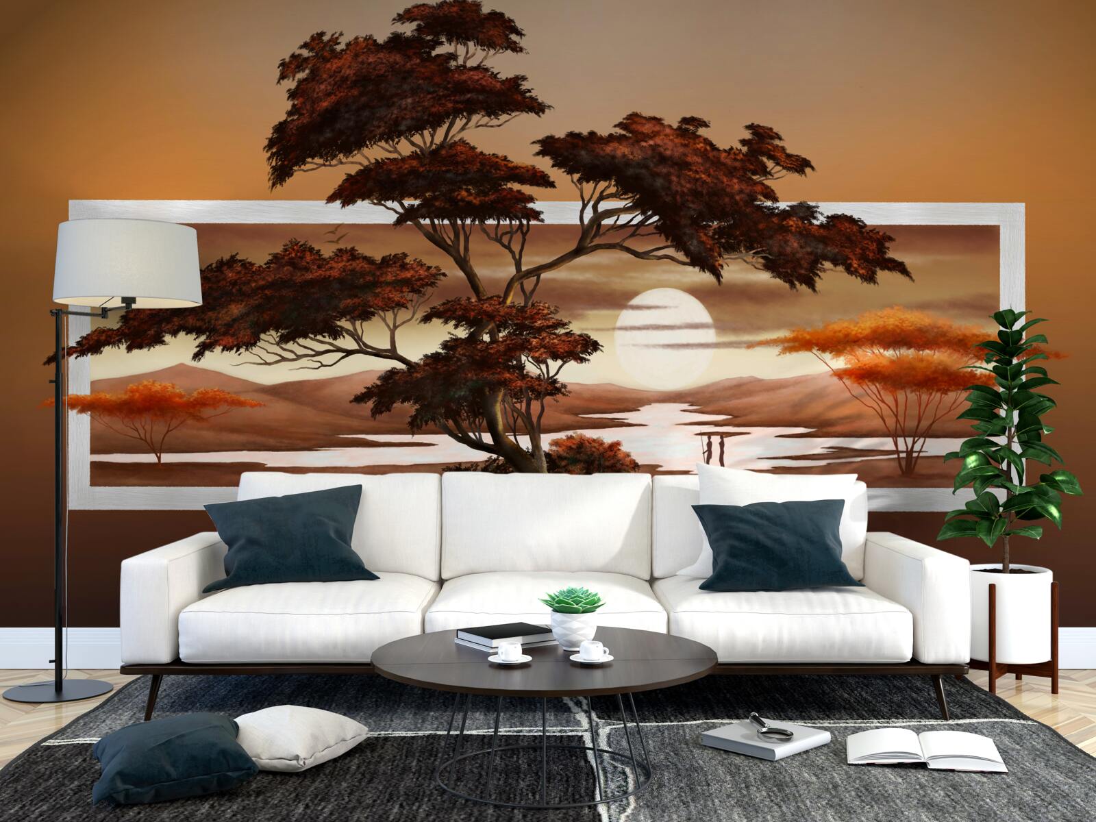 Fototapeta słońce zachodzi nad bonsai