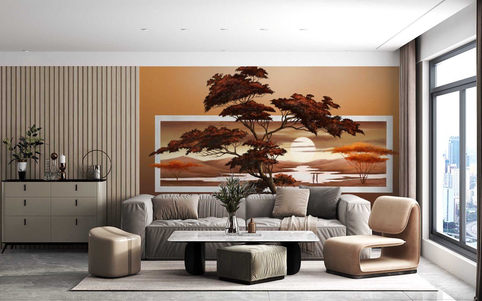 Fototapeta słońce zachodzi nad bonsai