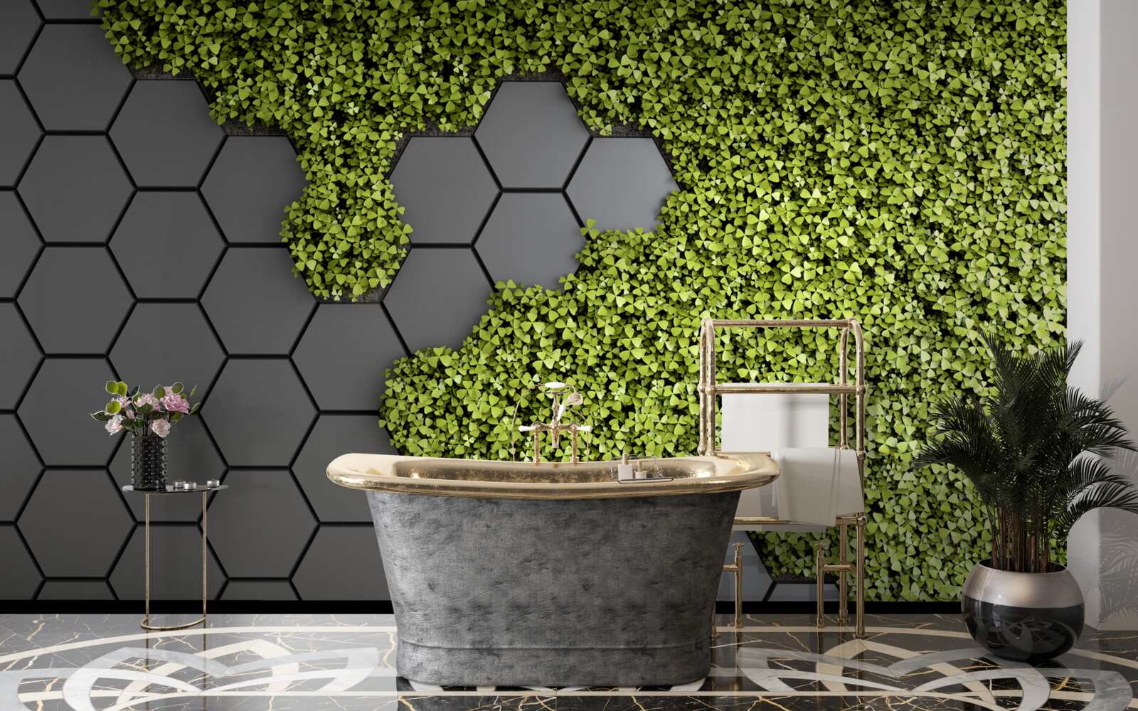 Fototapeta kamieniarka jest porośnięta zielonym mchem