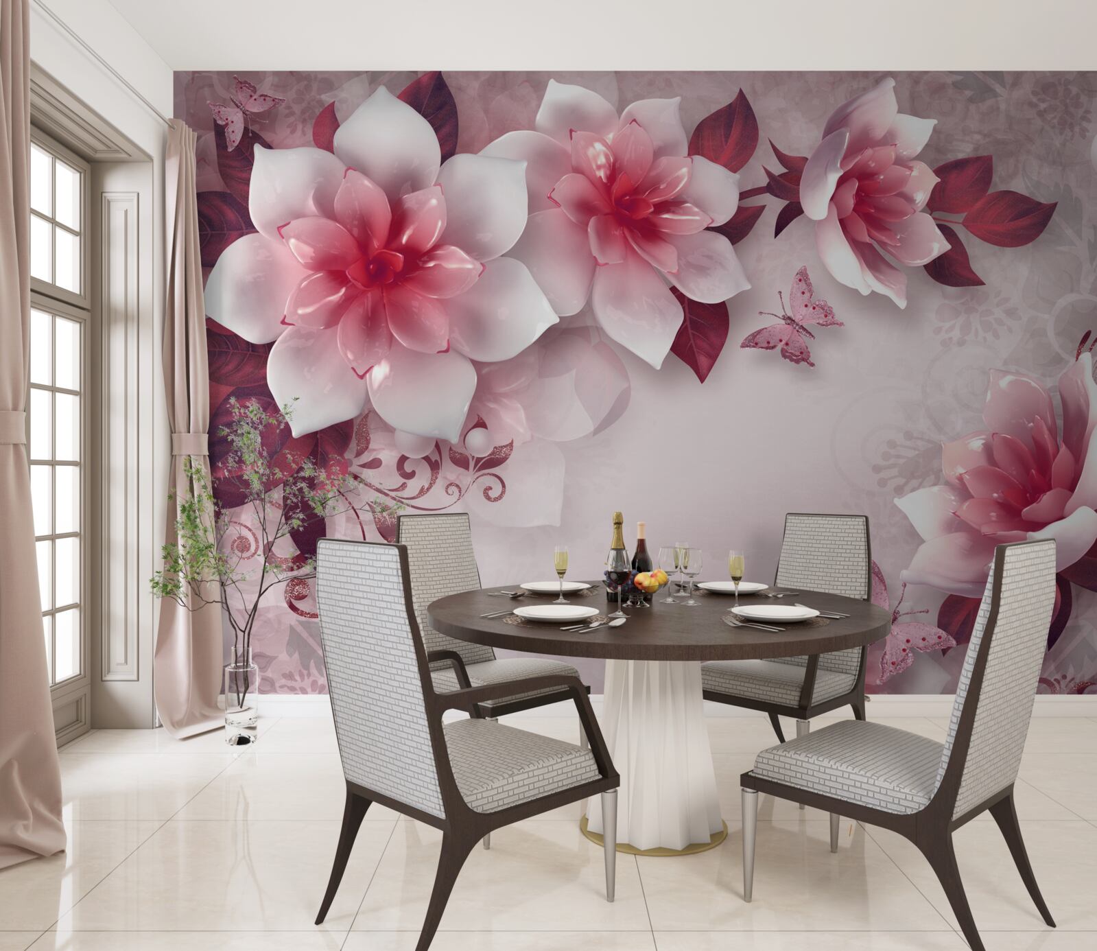 Fototapeta lotosy mają śnieżnobiały kolor z pięknym czerwonym środkiem