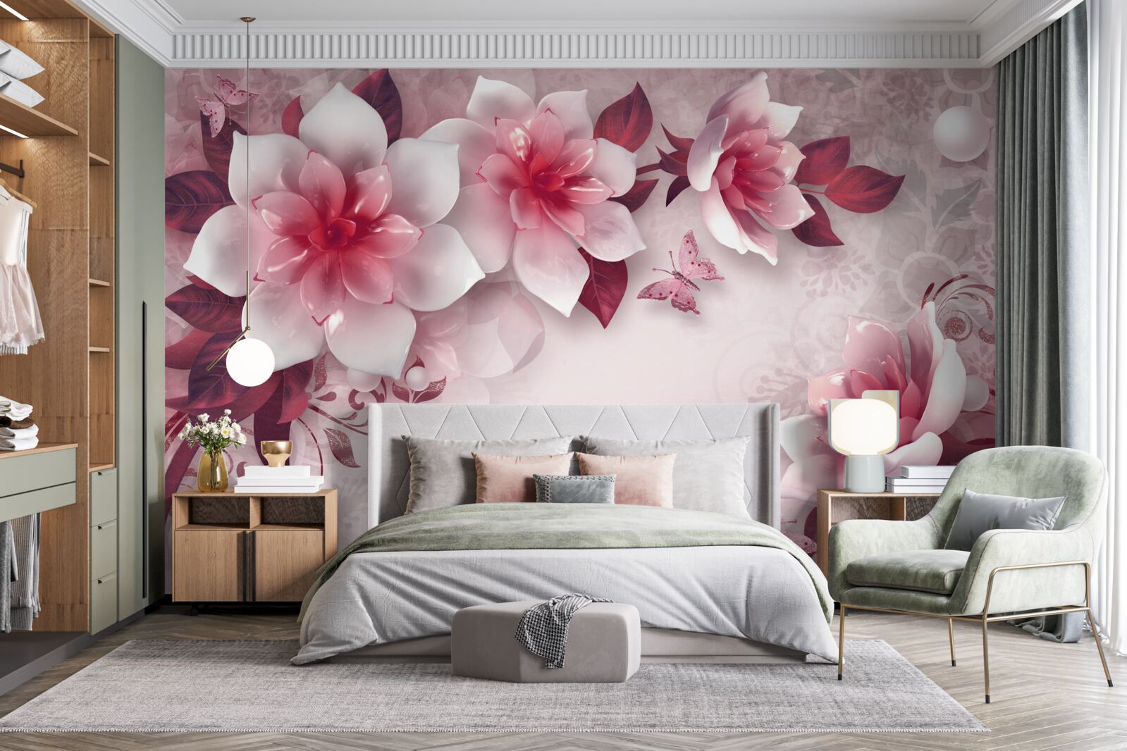 Fototapeta lotosy mają śnieżnobiały kolor z pięknym czerwonym środkiem