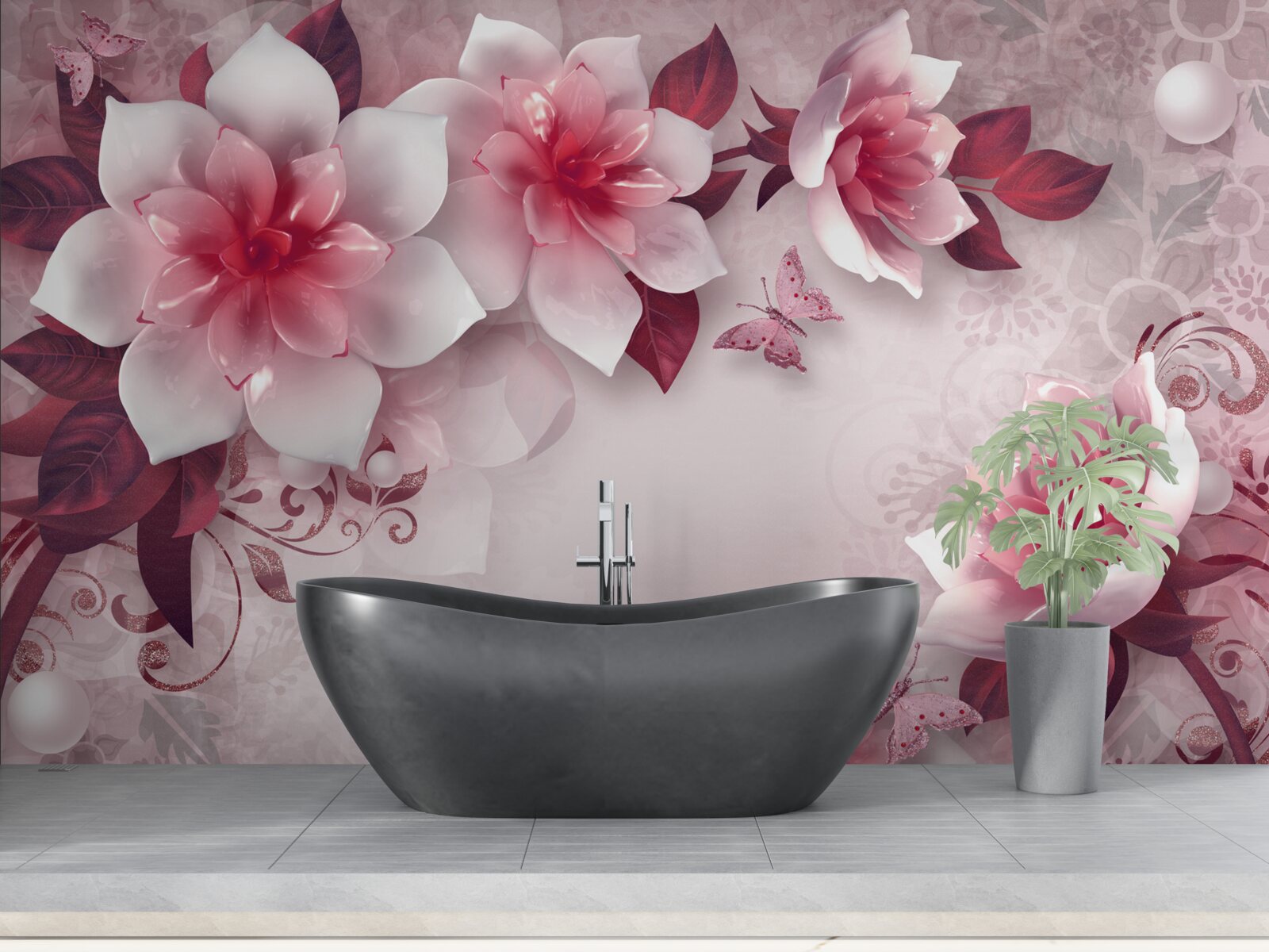 Fototapeta lotosy mają śnieżnobiały kolor z pięknym czerwonym środkiem