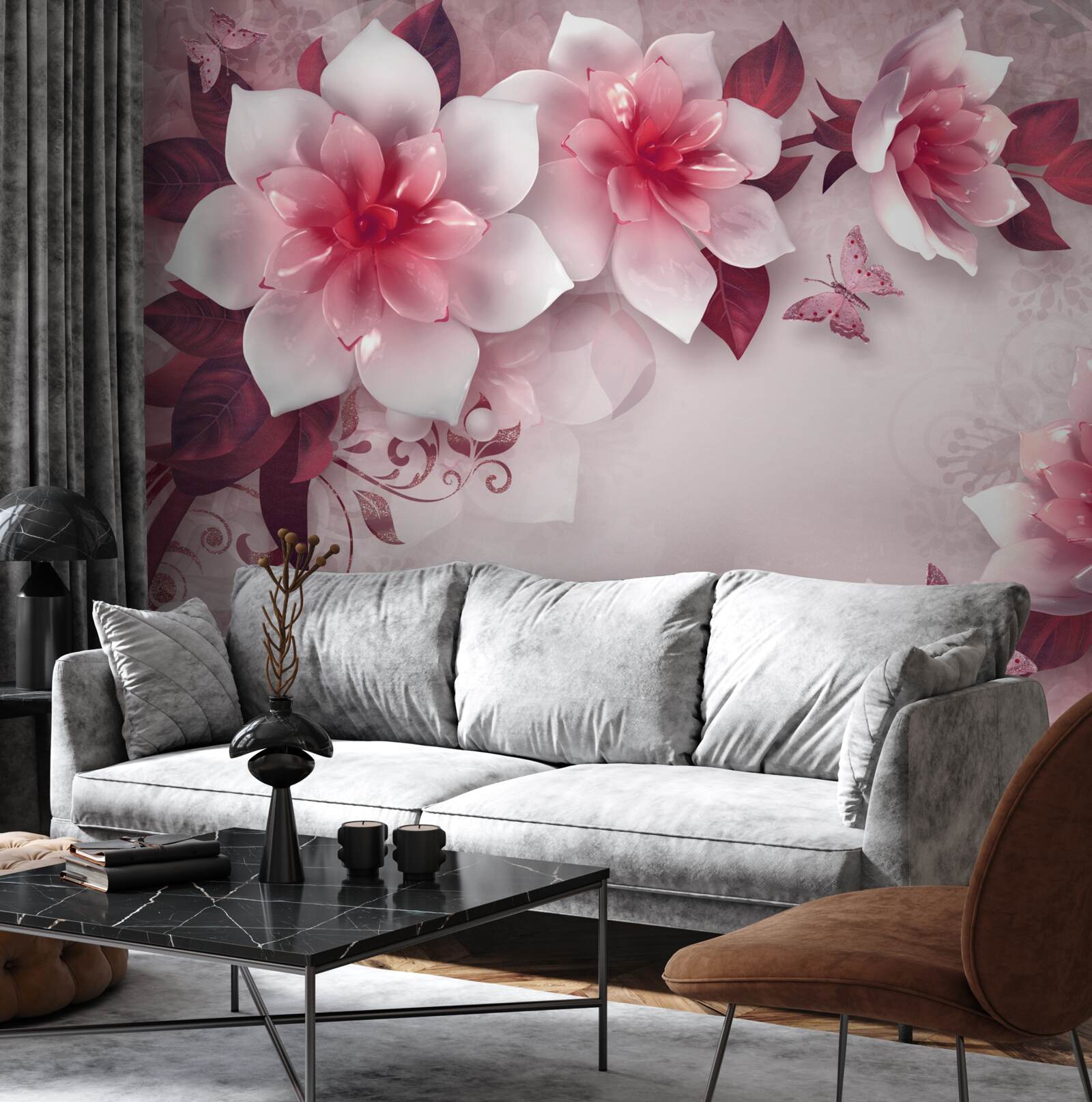 Fototapeta lotosy mają śnieżnobiały kolor z pięknym czerwonym środkiem