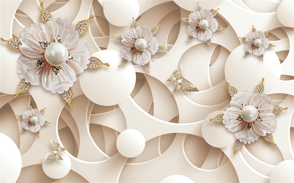 Fototapeta perłowobiałe pąki z białymi perełkami