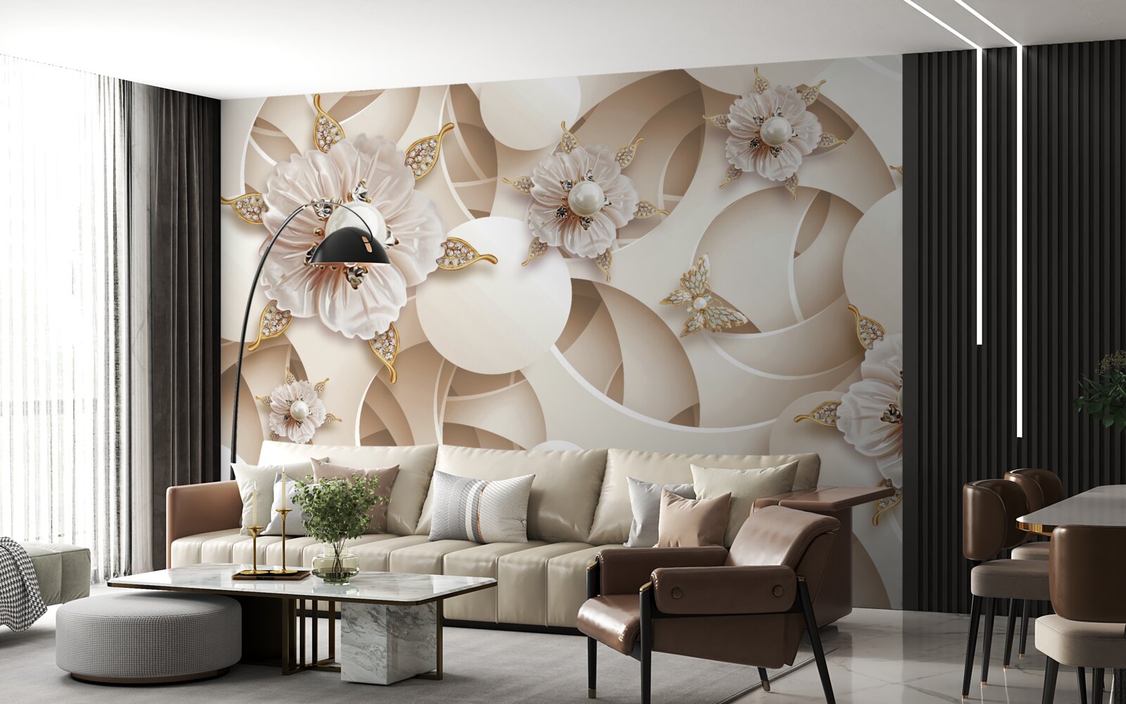 Fototapeta perłowobiałe pąki z białymi perełkami