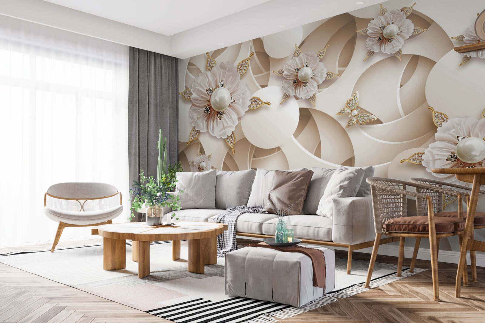 Fototapeta perłowobiałe pąki z białymi perełkami