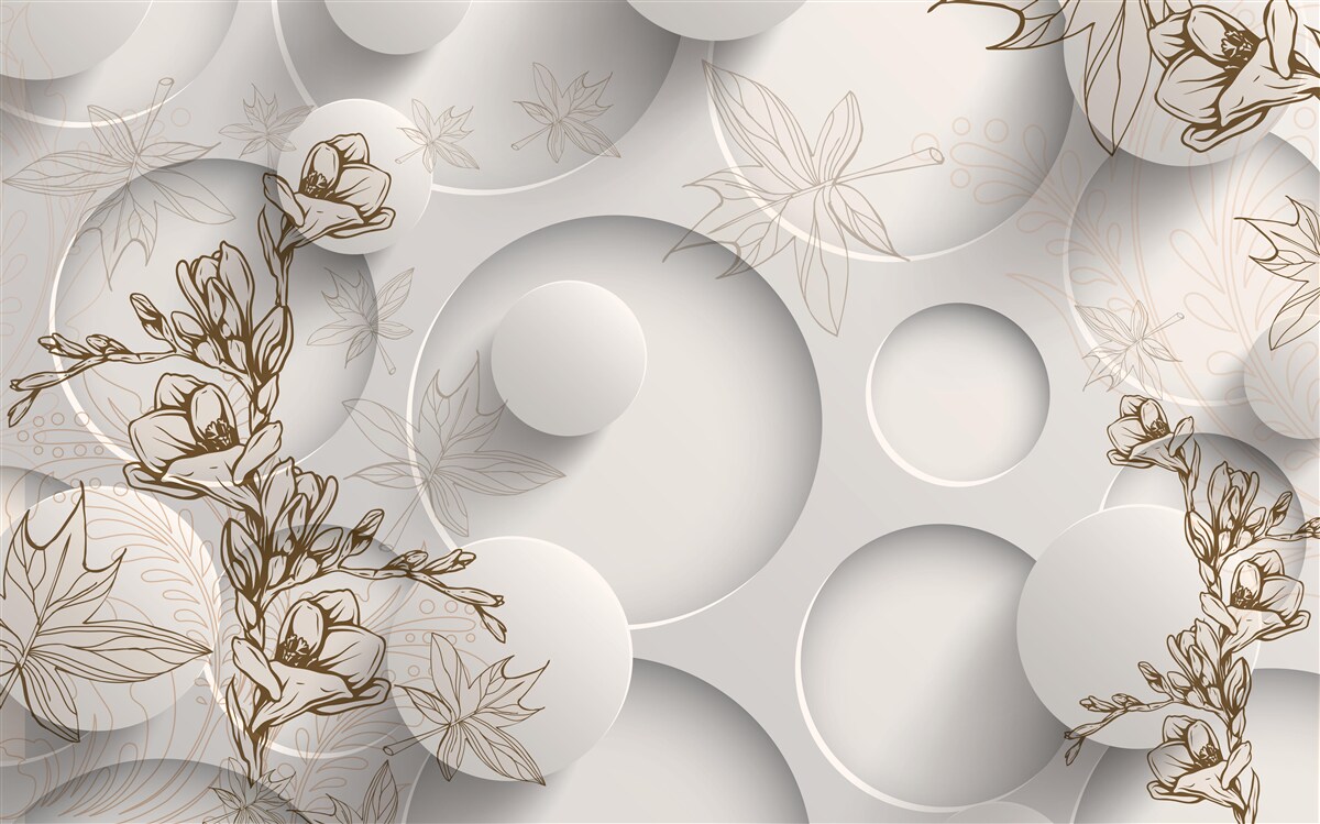 Fototapeta drzewa mają złote gałęzie na tle okrągłych kształtów