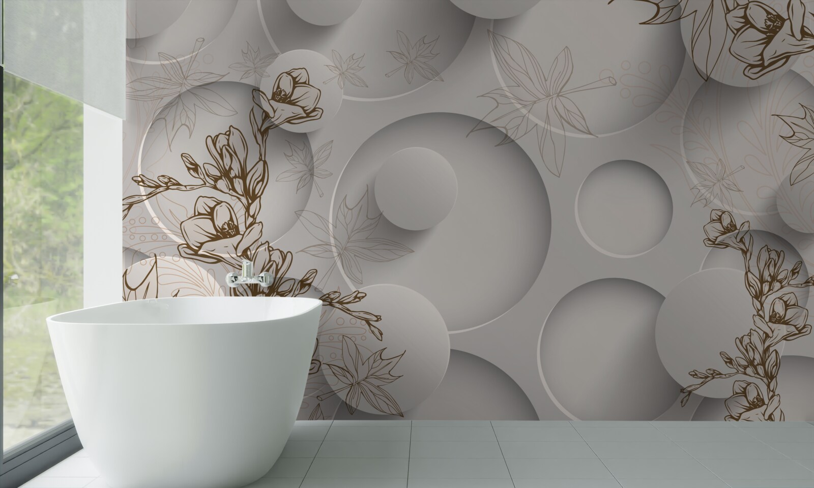 Fototapeta drzewa mają złote gałęzie na tle okrągłych kształtów