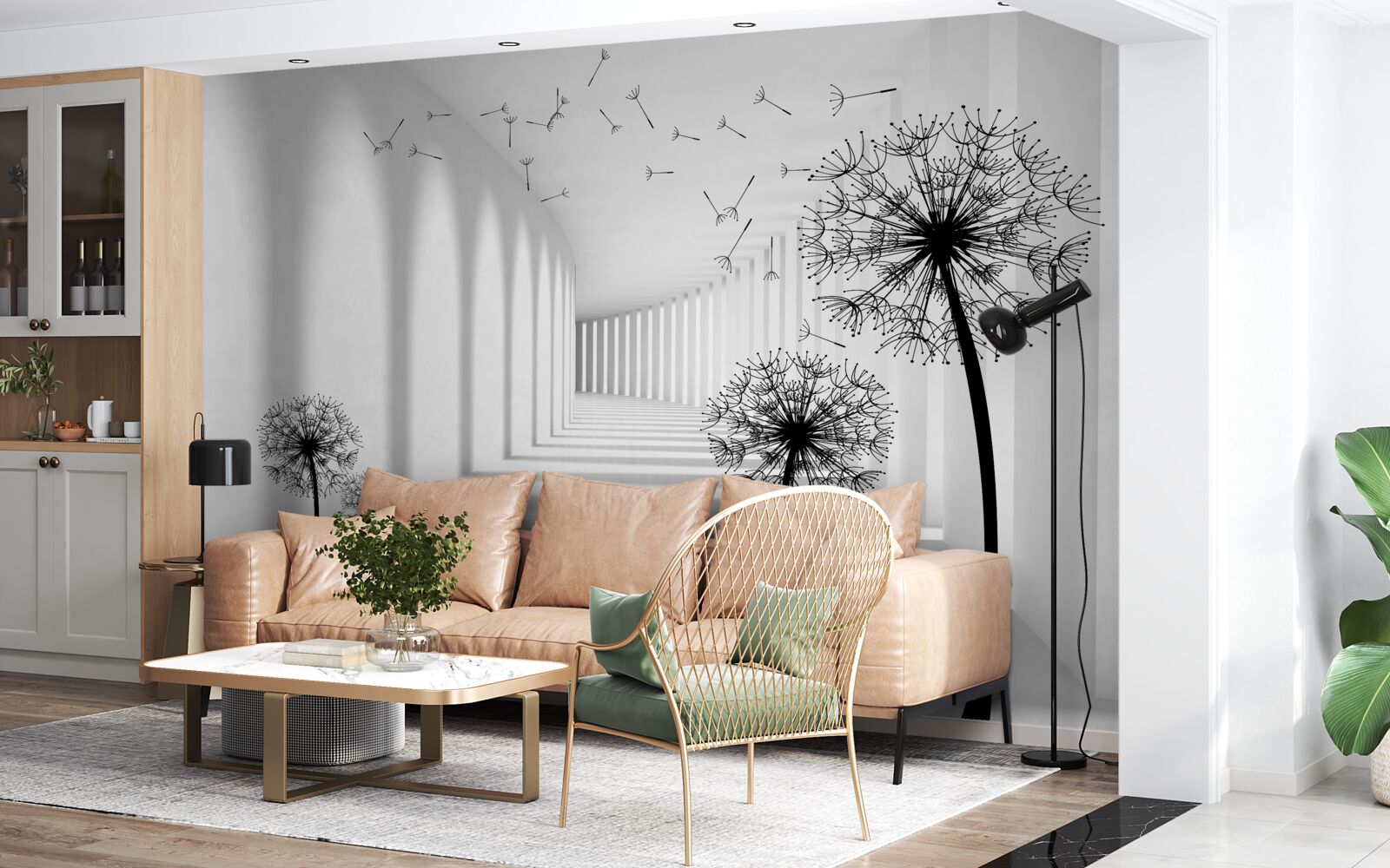 Fototapeta mniszki rozwiewane przez wiatr opadają