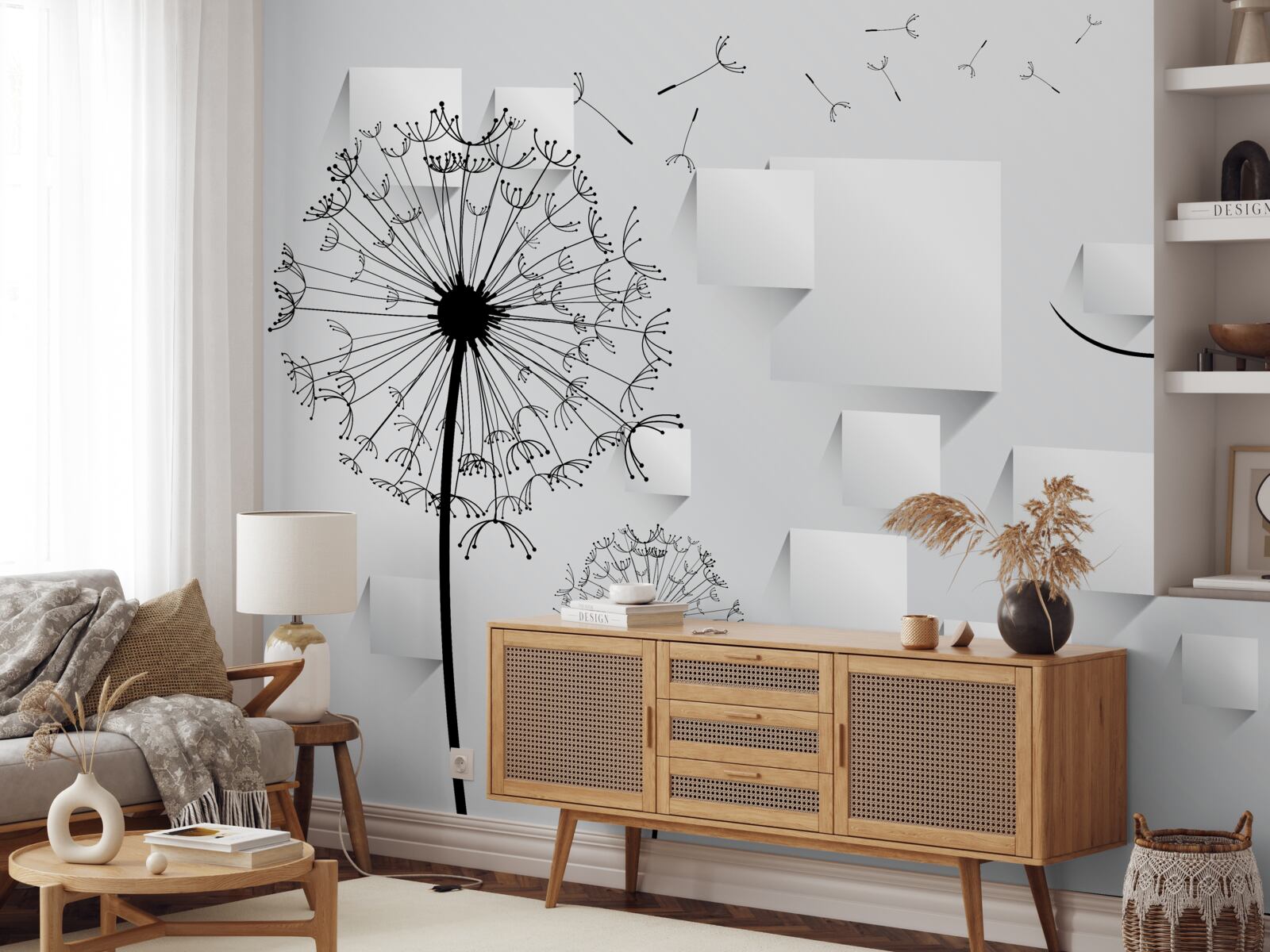 Fototapeta mniszek lekarski kołysze się na wietrze