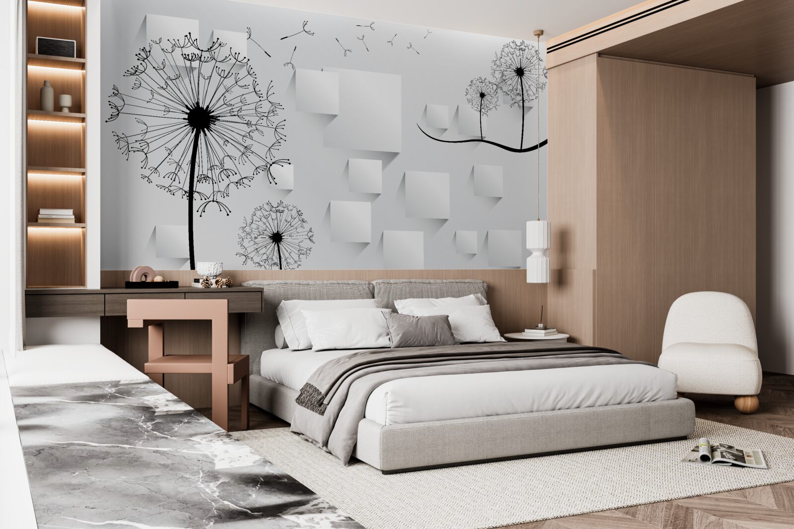 Fototapeta mniszek lekarski kołysze się na wietrze