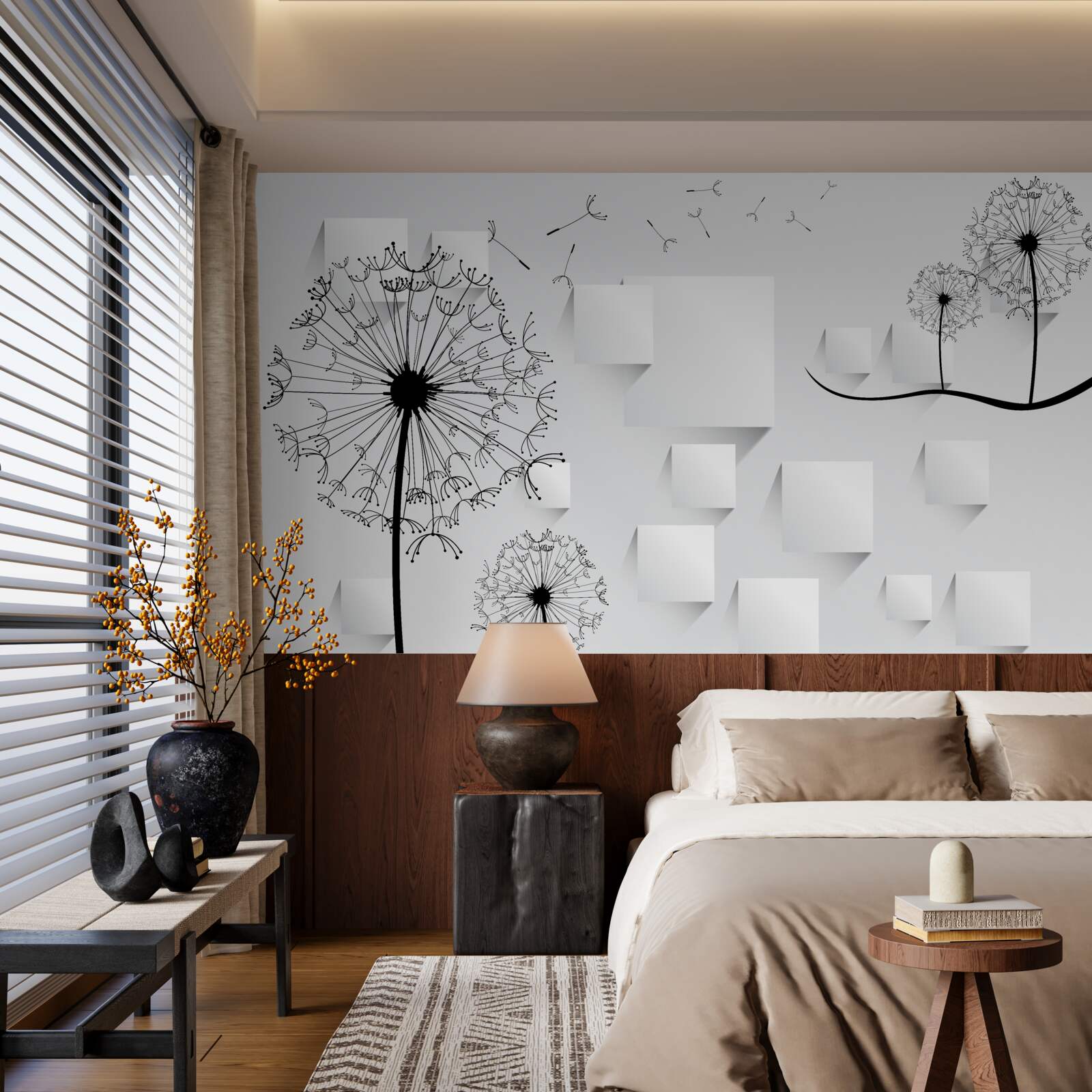 Fototapeta mniszek lekarski kołysze się na wietrze