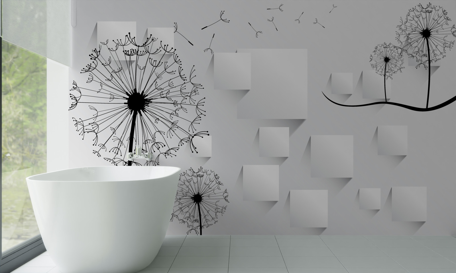 Fototapeta mniszek lekarski kołysze się na wietrze