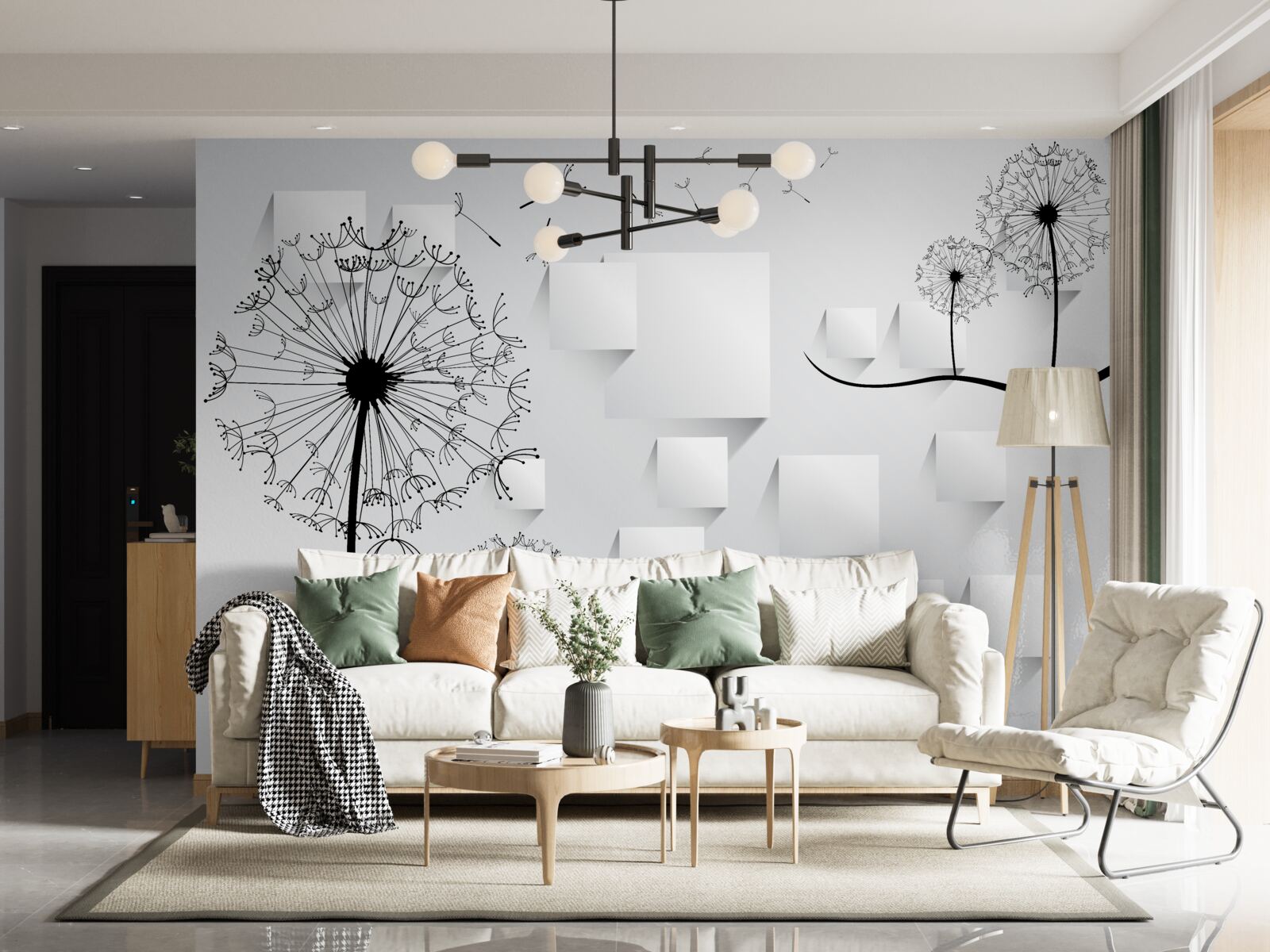 Fototapeta mniszek lekarski kołysze się na wietrze