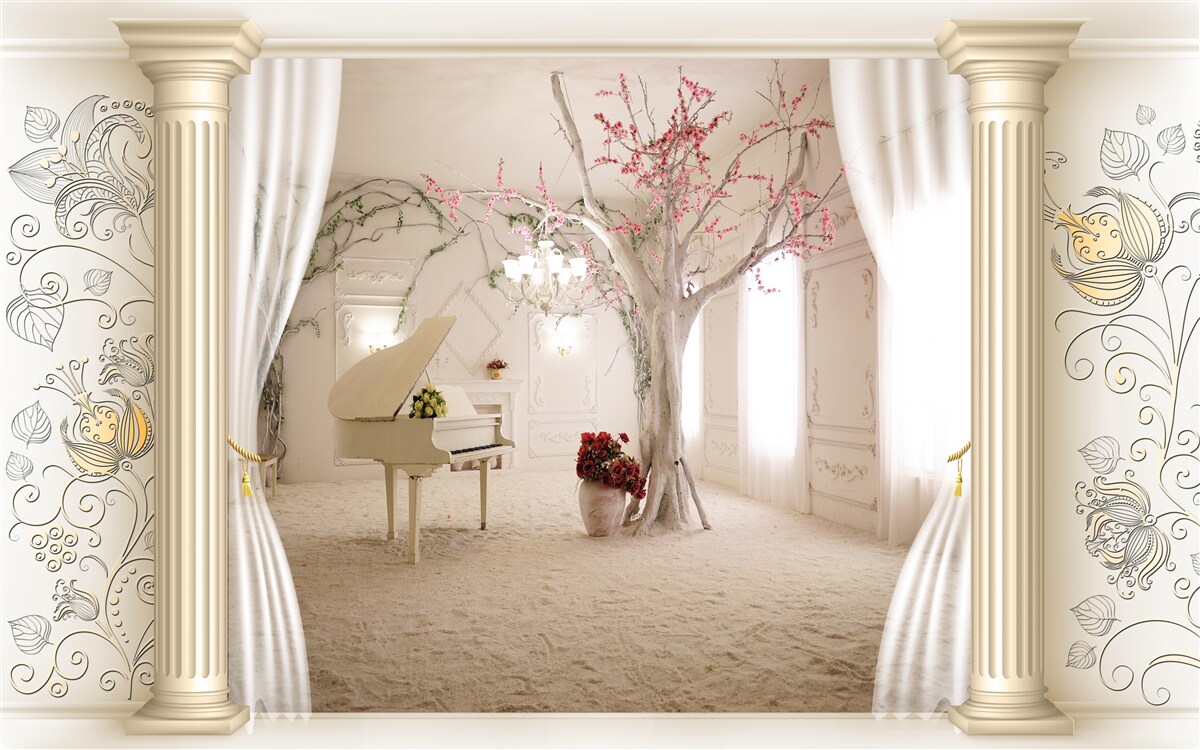 Fototapeta wygodny salon z prawdziwym drewnem