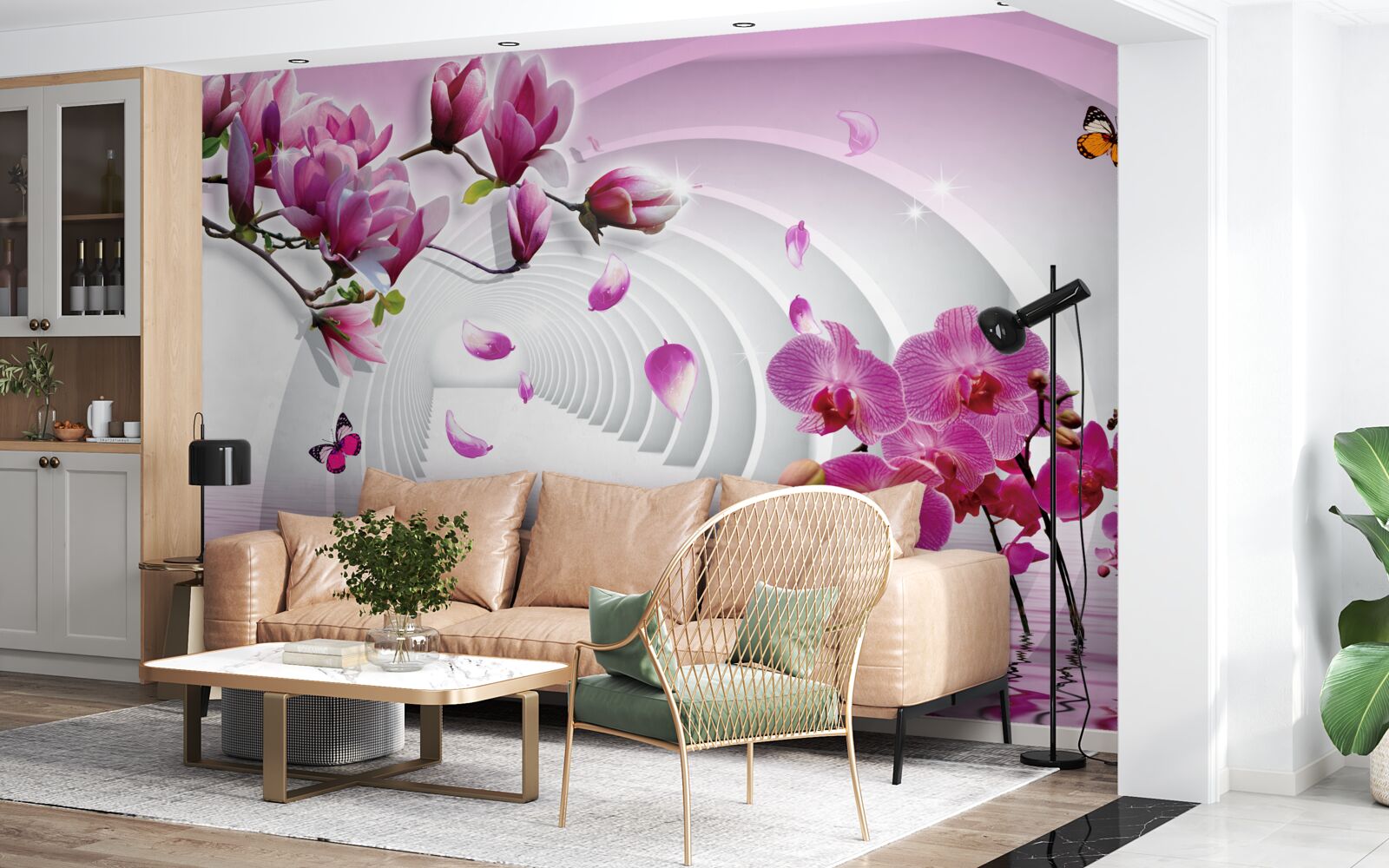 Fototapeta zachwycające odcienie różowej magnolii i orchidei