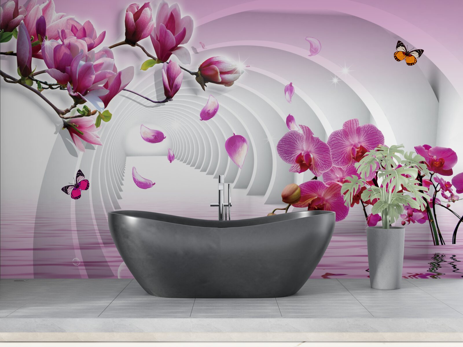 Fototapeta zachwycające odcienie różowej magnolii i orchidei