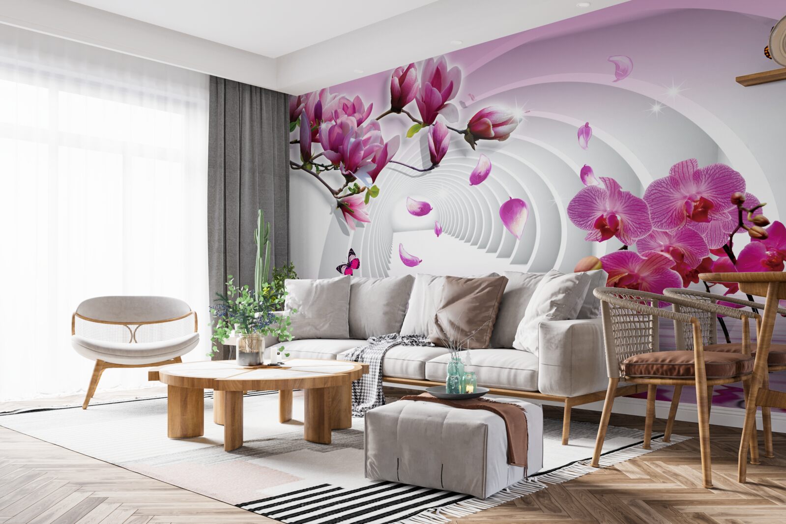 Fototapeta zachwycające odcienie różowej magnolii i orchidei