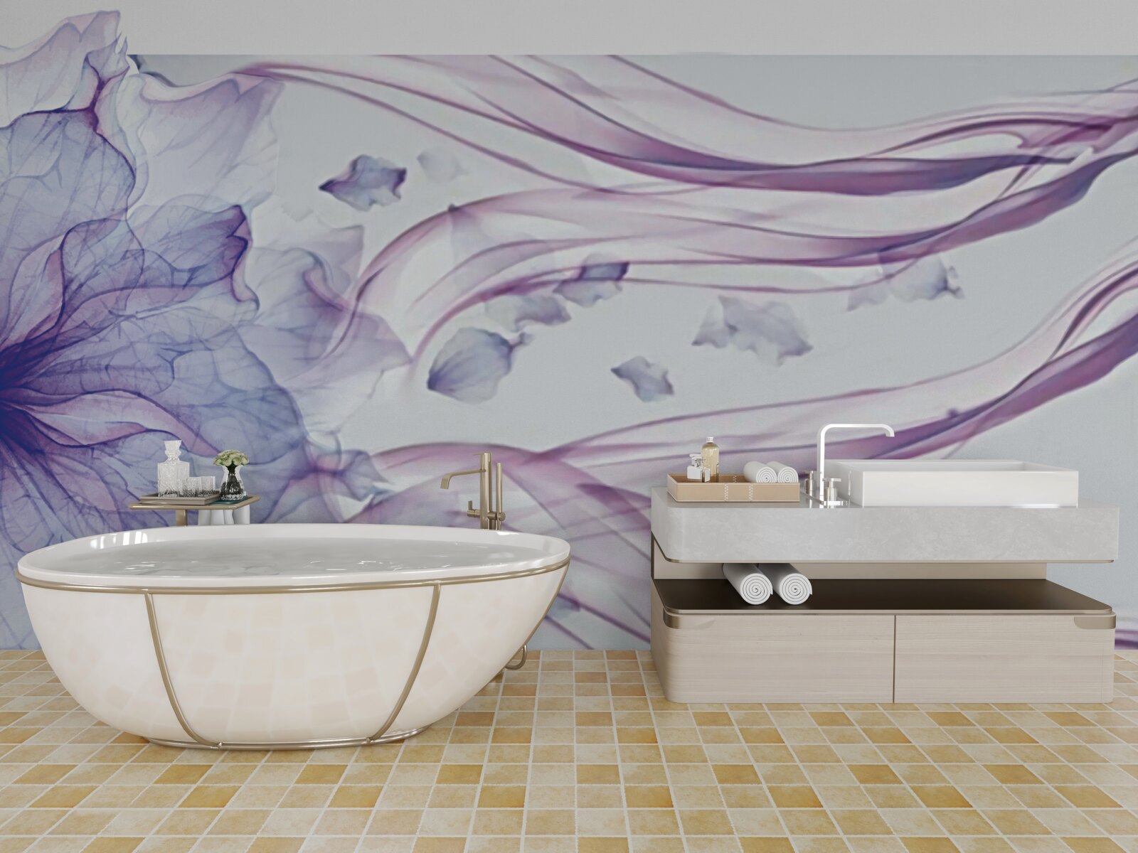 Fototapeta kwiat z przezroczystym błękitem pod powierzchnią wody