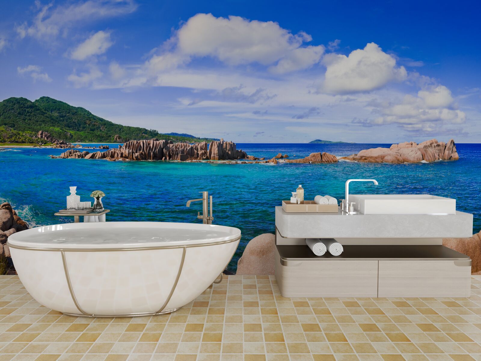 Fototapeta klify w pobliżu lazurowego oceanu