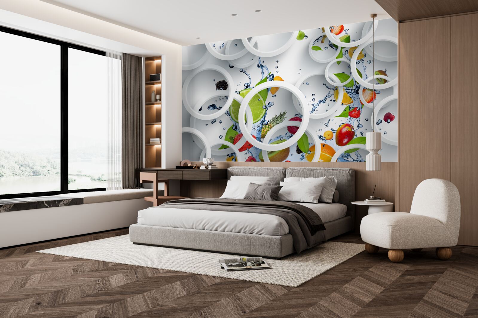 Fototapeta okrągłe krople wody na letnich owocach