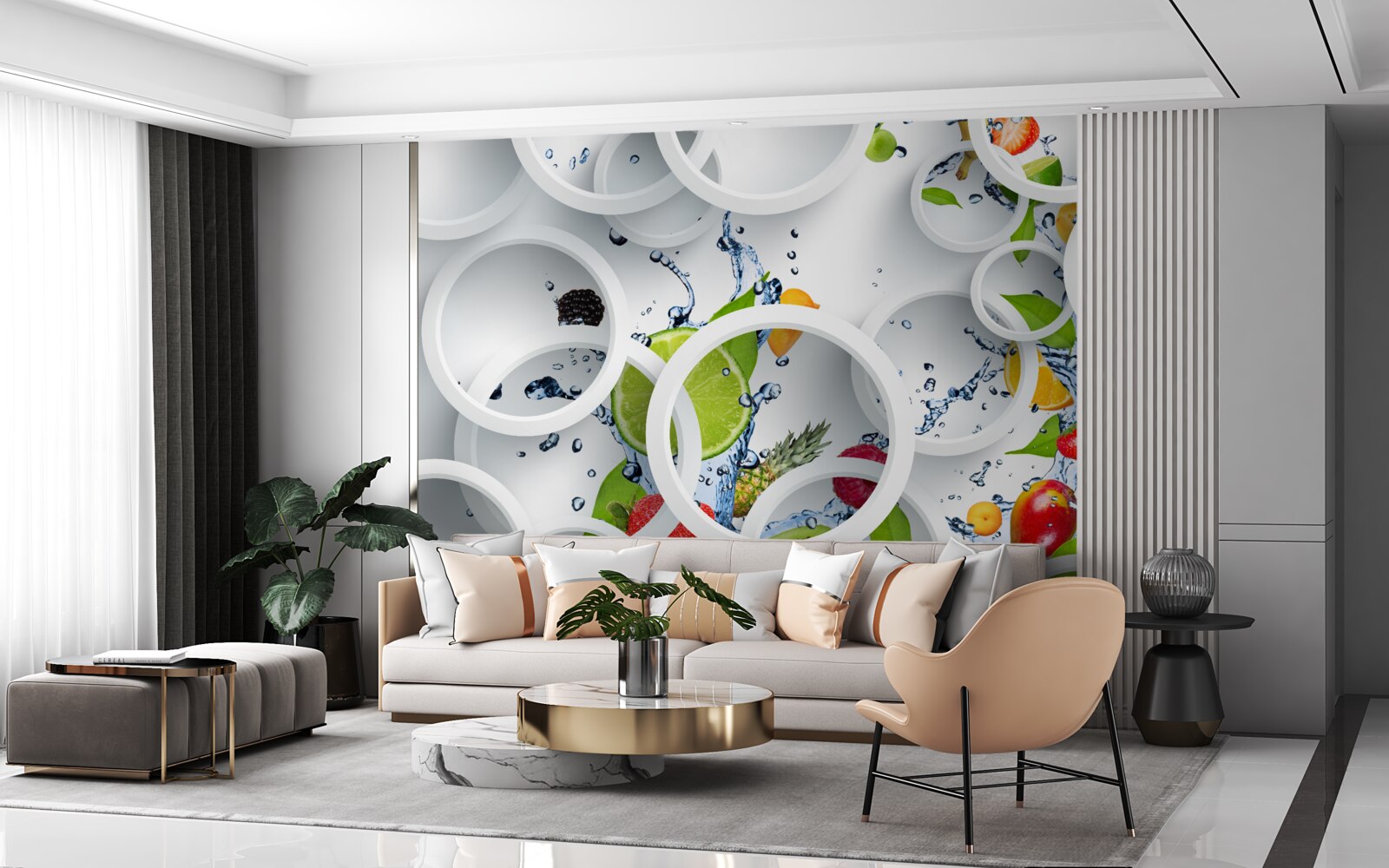 Fototapeta okrągłe krople wody na letnich owocach