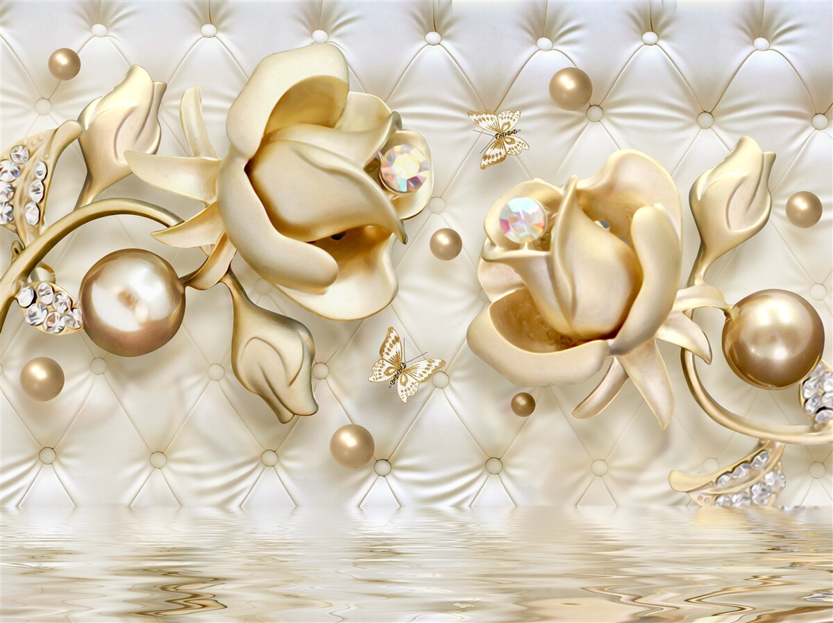 Fototapeta diamentowe róże w złotym odcieniu