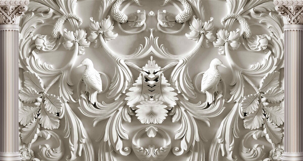 Fototapeta wolumetryczne białe detale na ścianie