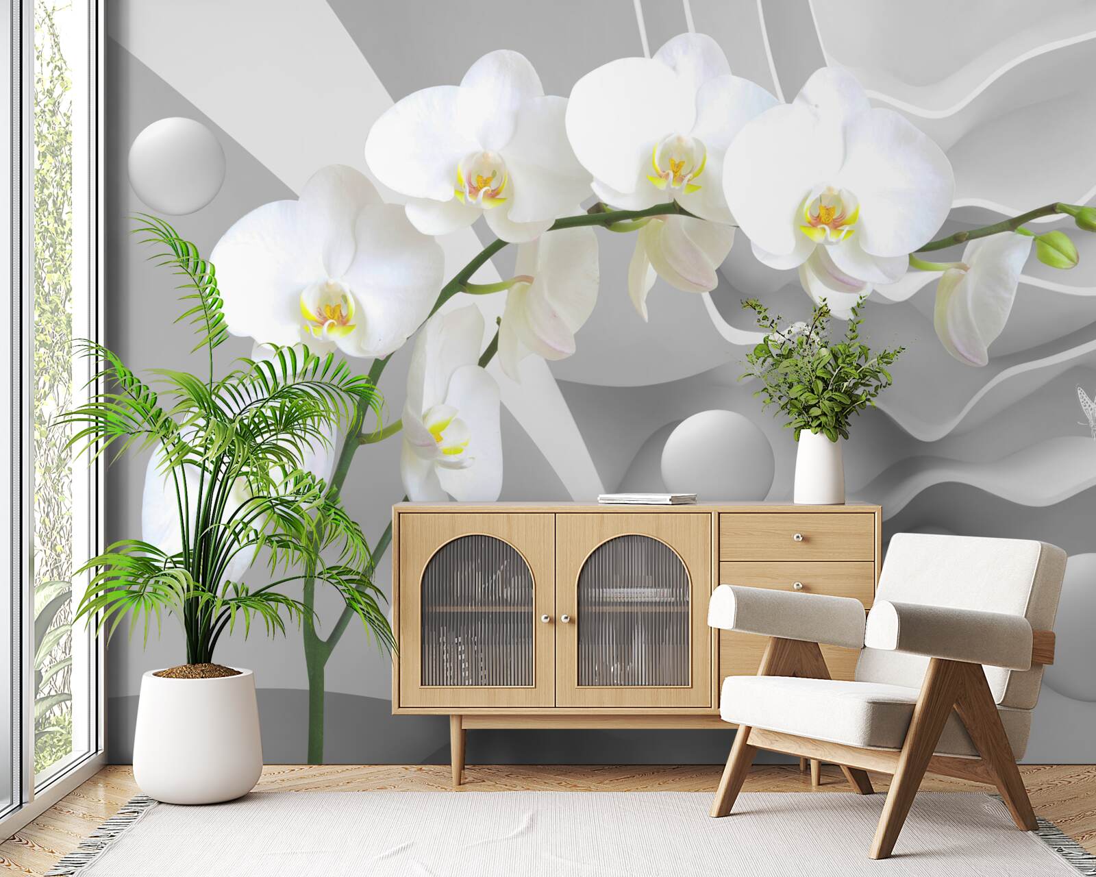 Fototapeta biały kwiat orchidei na gałęzi