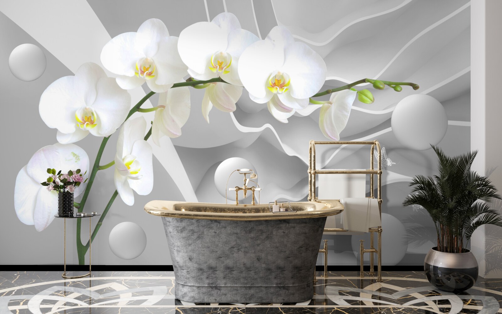 Fototapeta biały kwiat orchidei na gałęzi