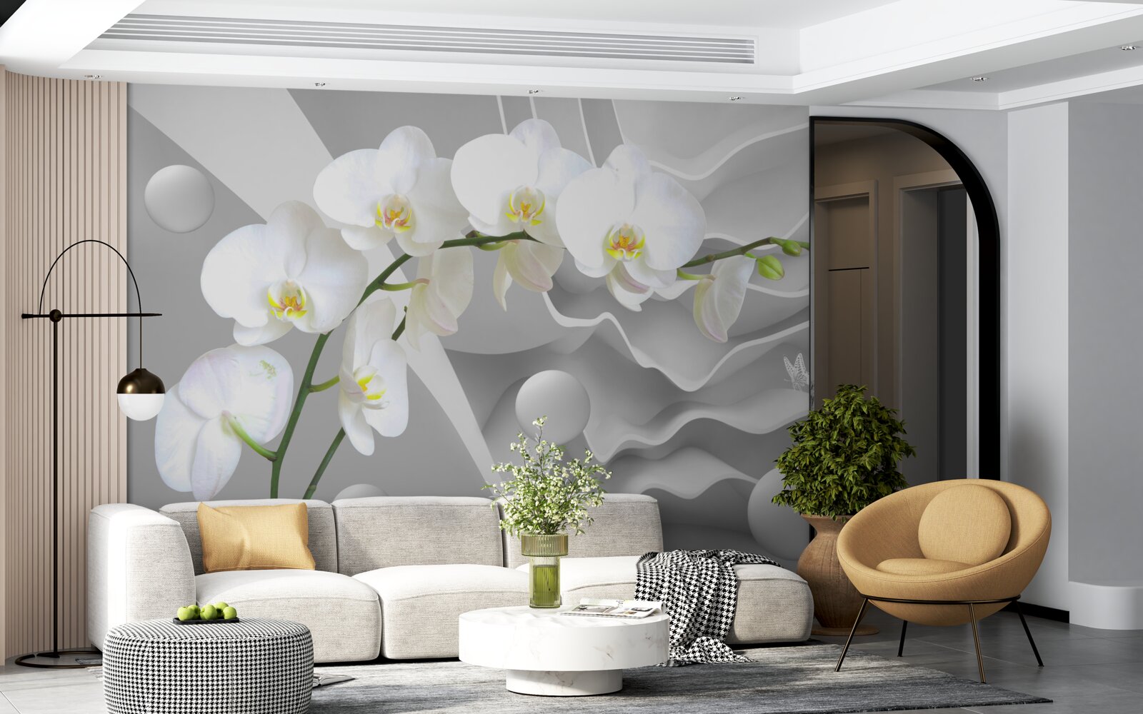 Fototapeta biały kwiat orchidei na gałęzi