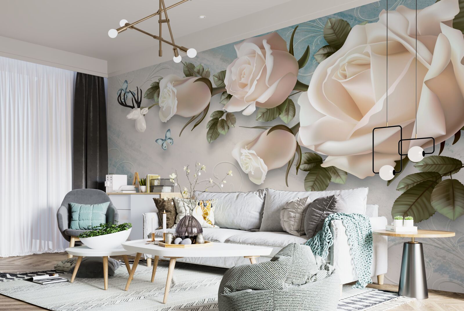 Fototapeta miękkie kremowe róże